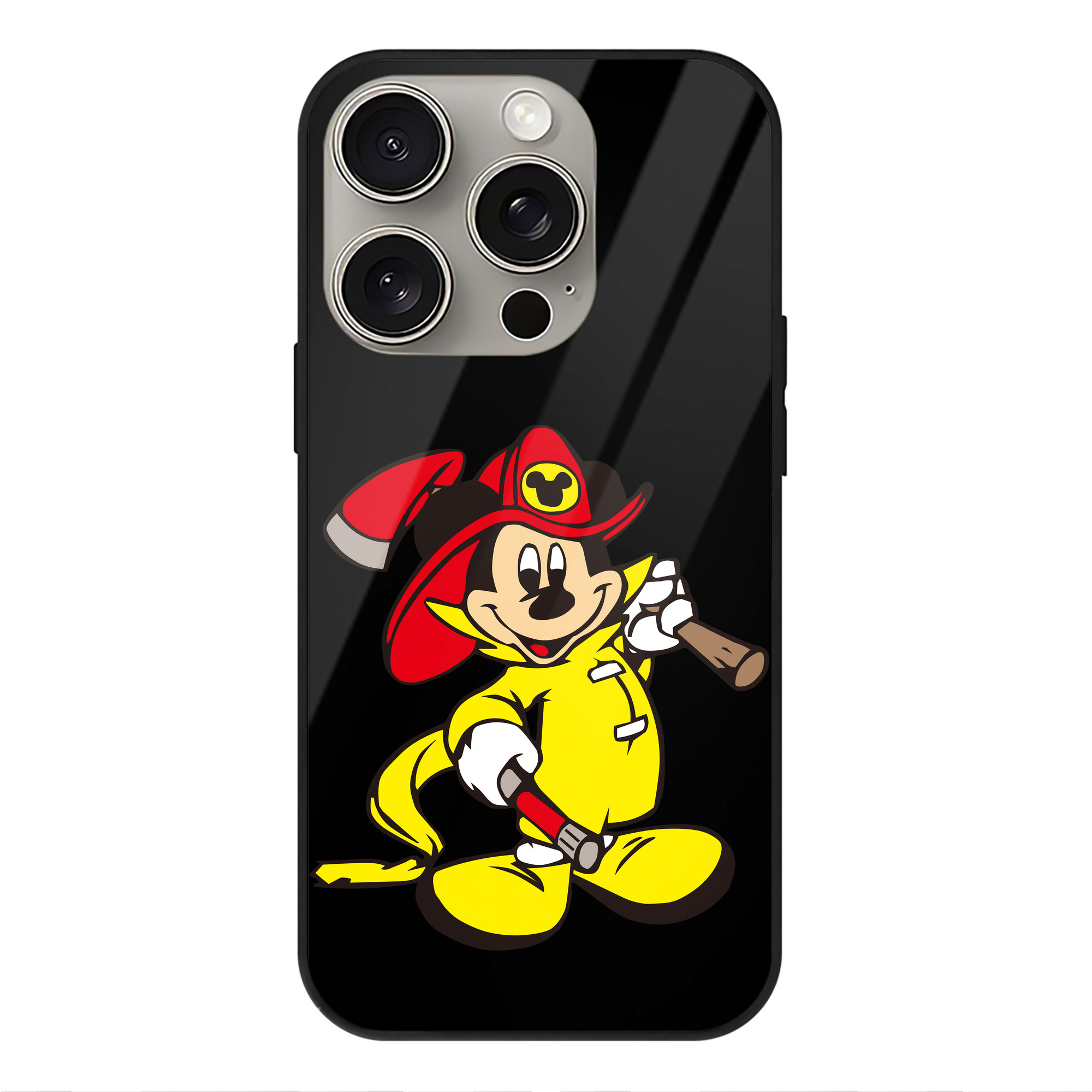 （画像用） ミッキーマウス Mickey Mouse 【iPhone15Pro対応】スマホケース 耐衝撃＆黄変防止 背面ガラス