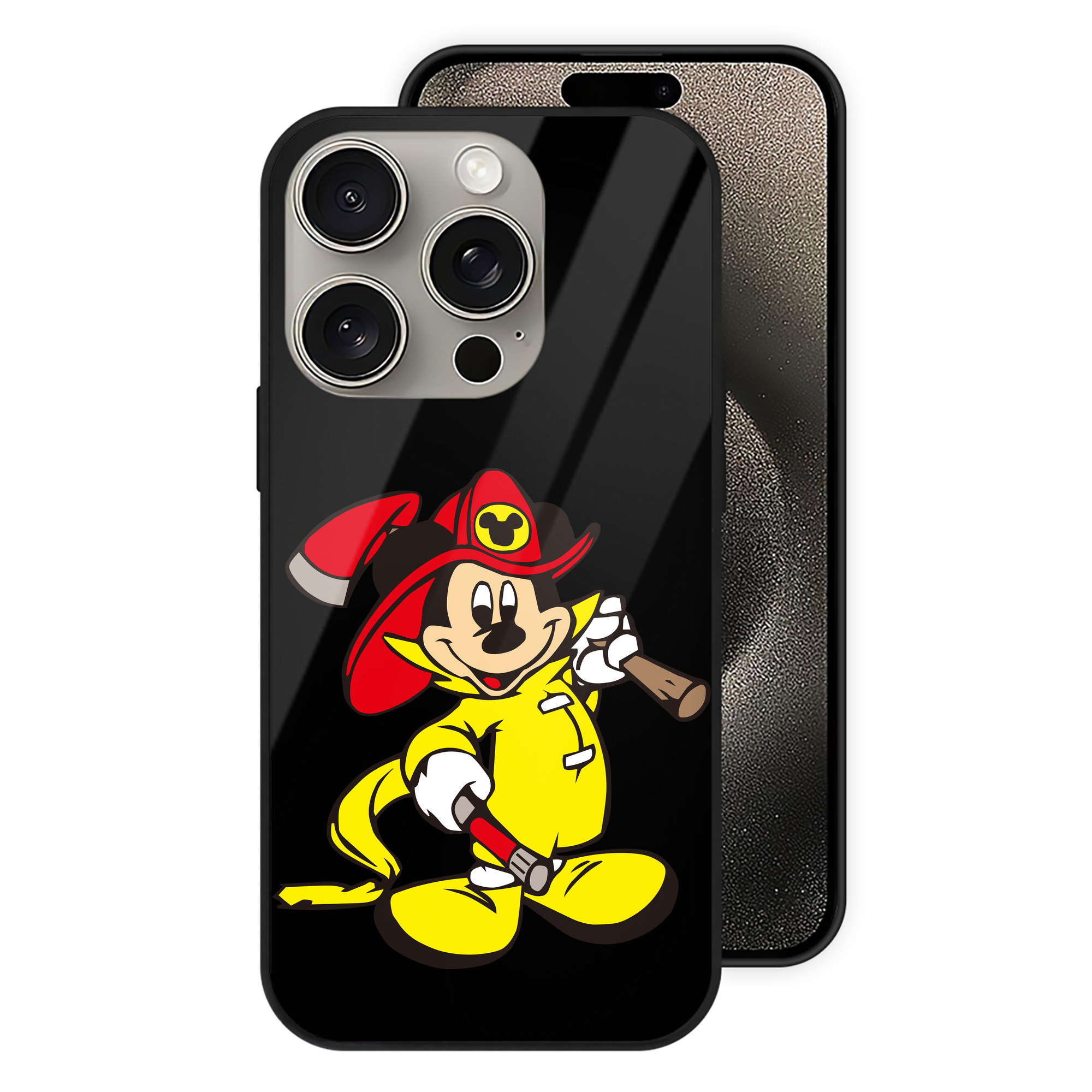 （画像用） ミッキーマウス Mickey Mouse 【iPhone15Pro対応】スマホケース 耐衝撃＆黄変防止 背面ガラス