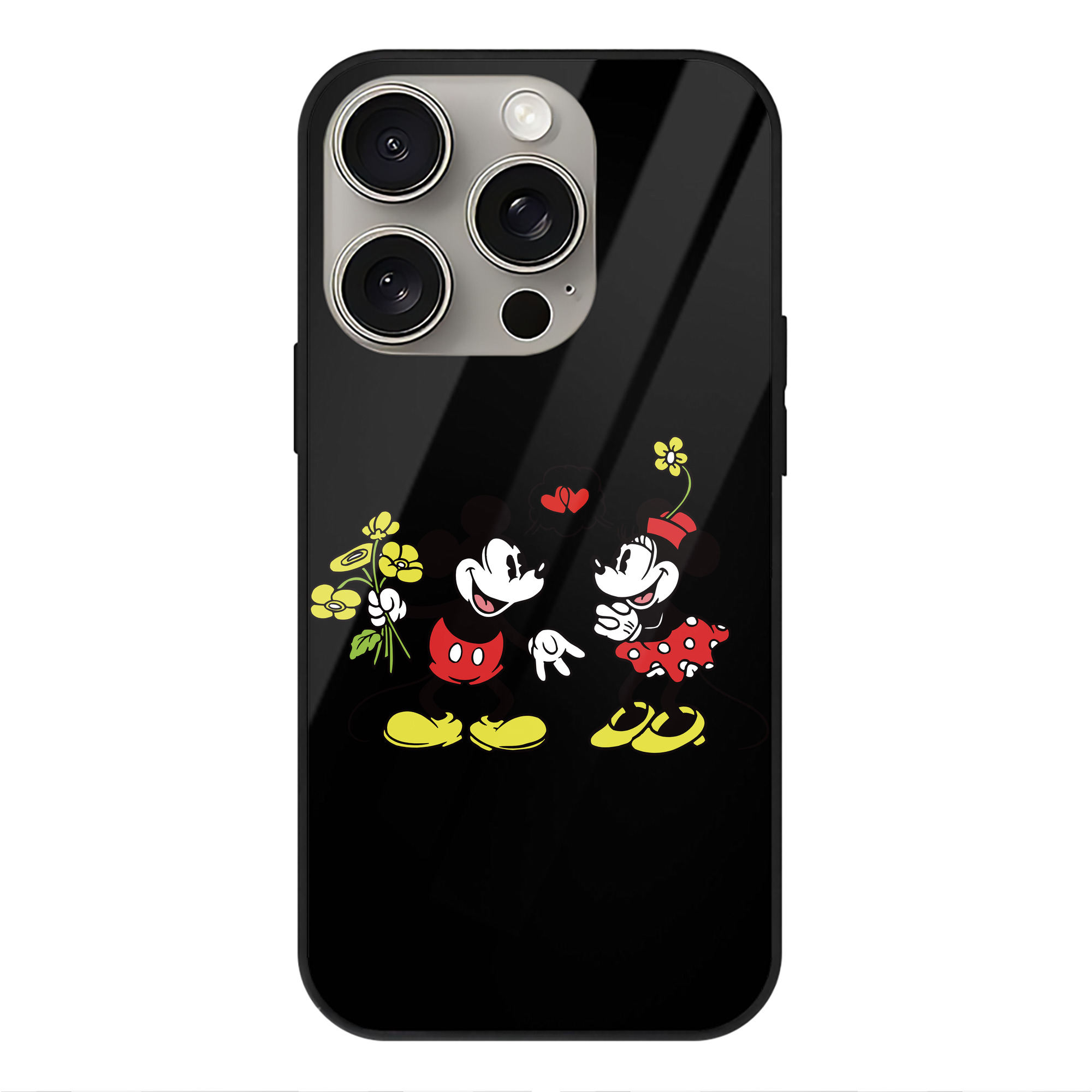 （画像用） ミッキーマウス Mickey Mouse 【iPhone15Pro対応】スマホケース 耐衝撃＆黄変防止 背面ガラス