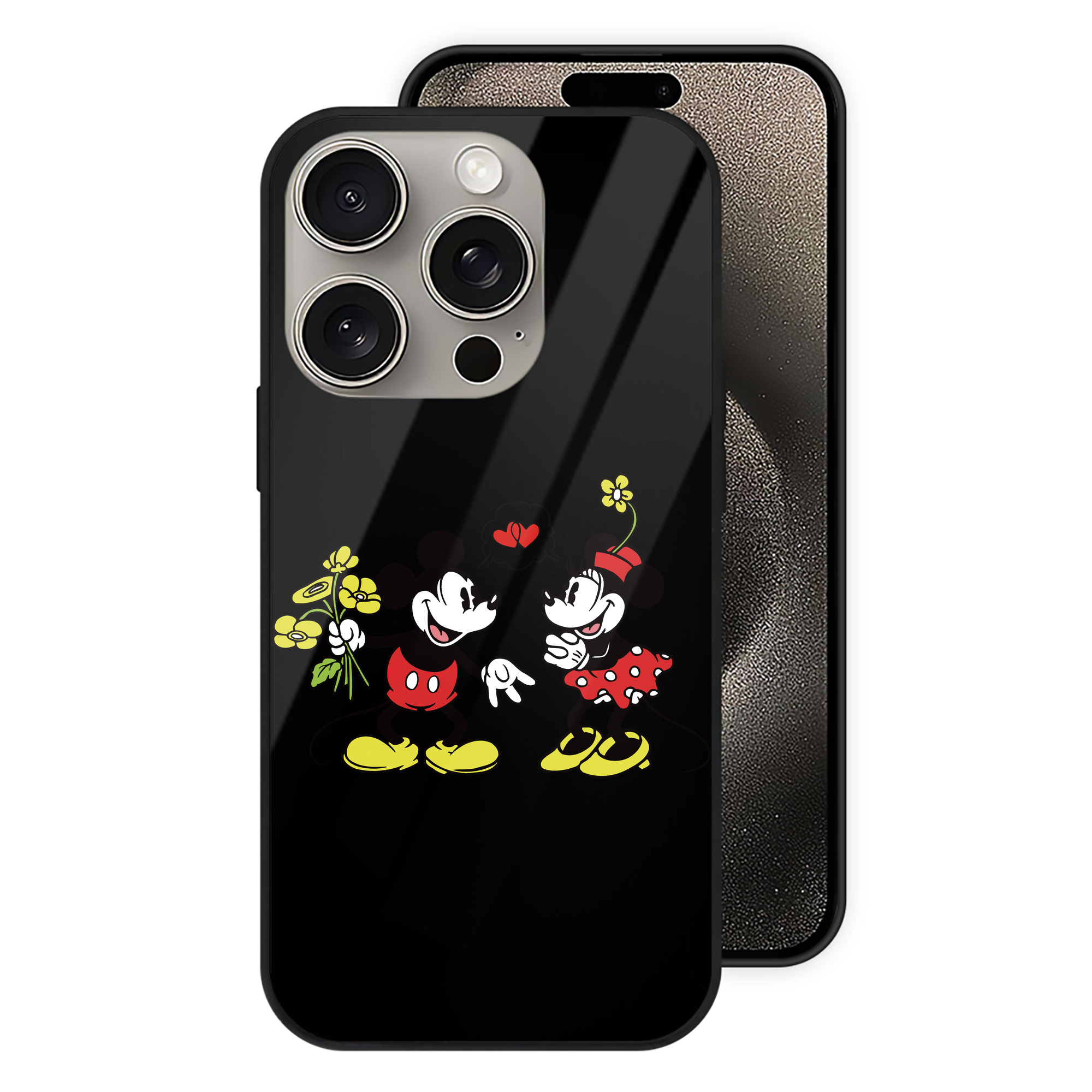 （画像用） ミッキーマウス Mickey Mouse 【iPhone15Pro対応】スマホケース 耐衝撃＆黄変防止 背面ガラス