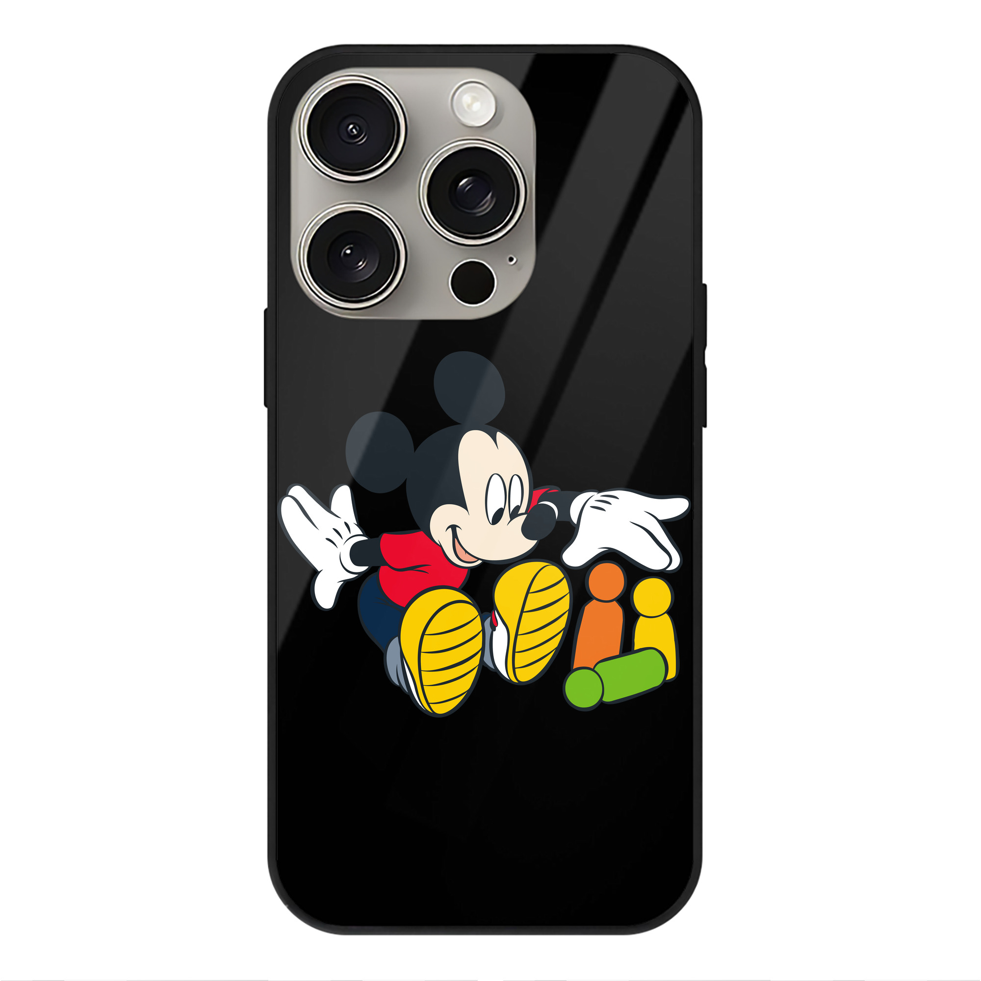（画像用） ミッキーマウス Mickey Mouse 【iPhone15Pro対応】スマホケース 耐衝撃＆黄変防止 背面ガラス