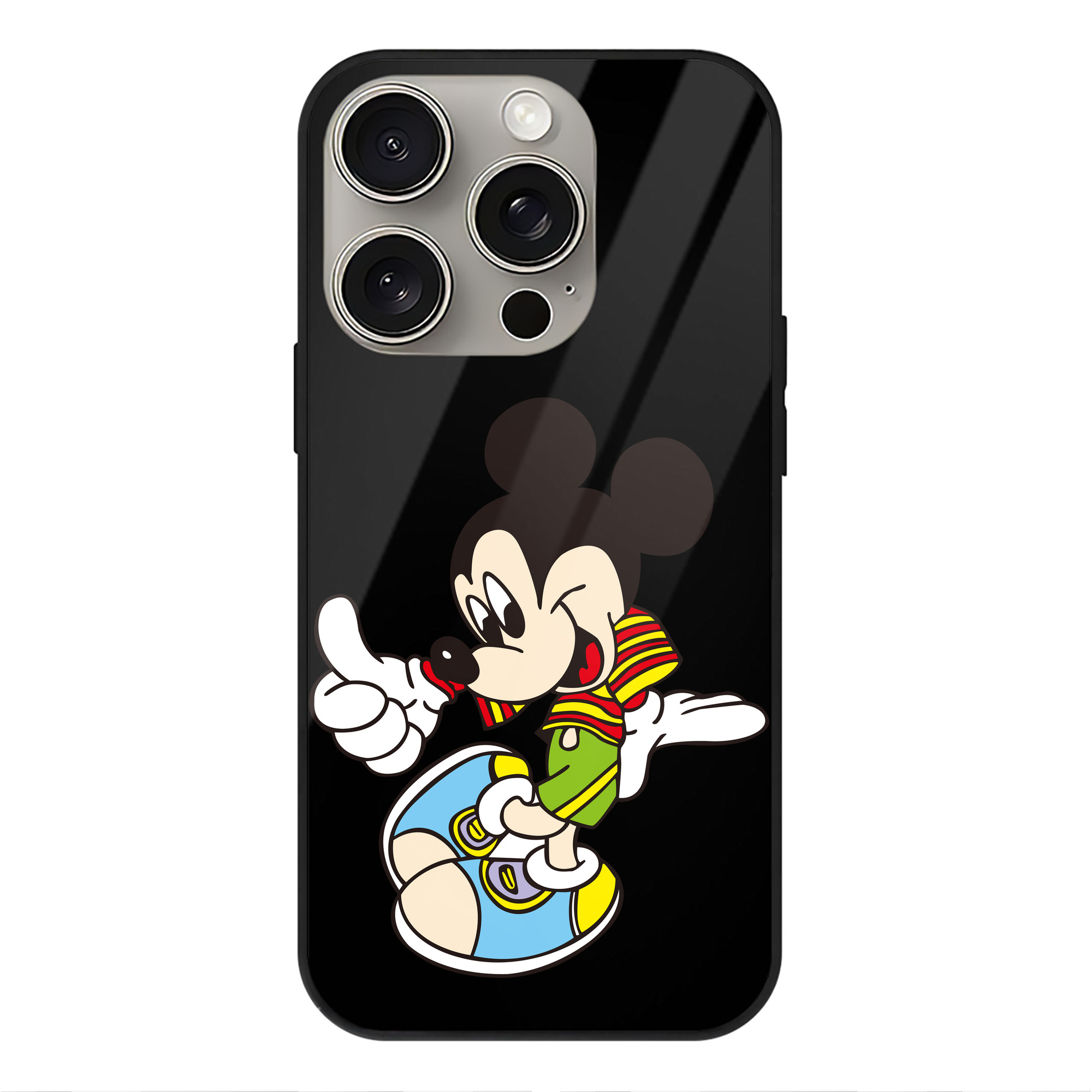 （画像用） ミッキーマウス Mickey Mouse 【iPhone15Pro対応】スマホケース 耐衝撃＆黄変防止 背面ガラス
