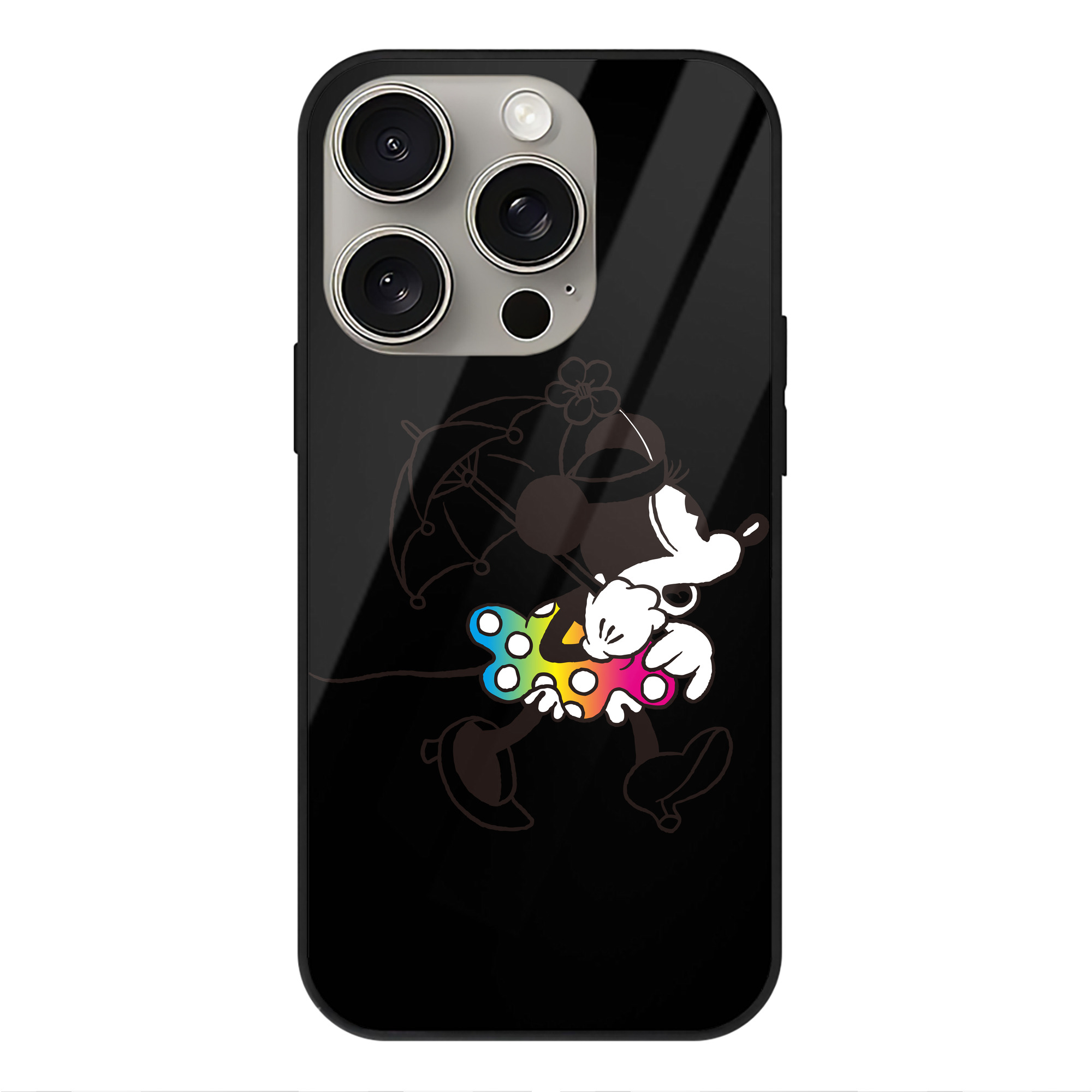 （画像用） ミッキーマウス Mickey Mouse 【iPhone15Pro対応】スマホケース 耐衝撃＆黄変防止 背面ガラス