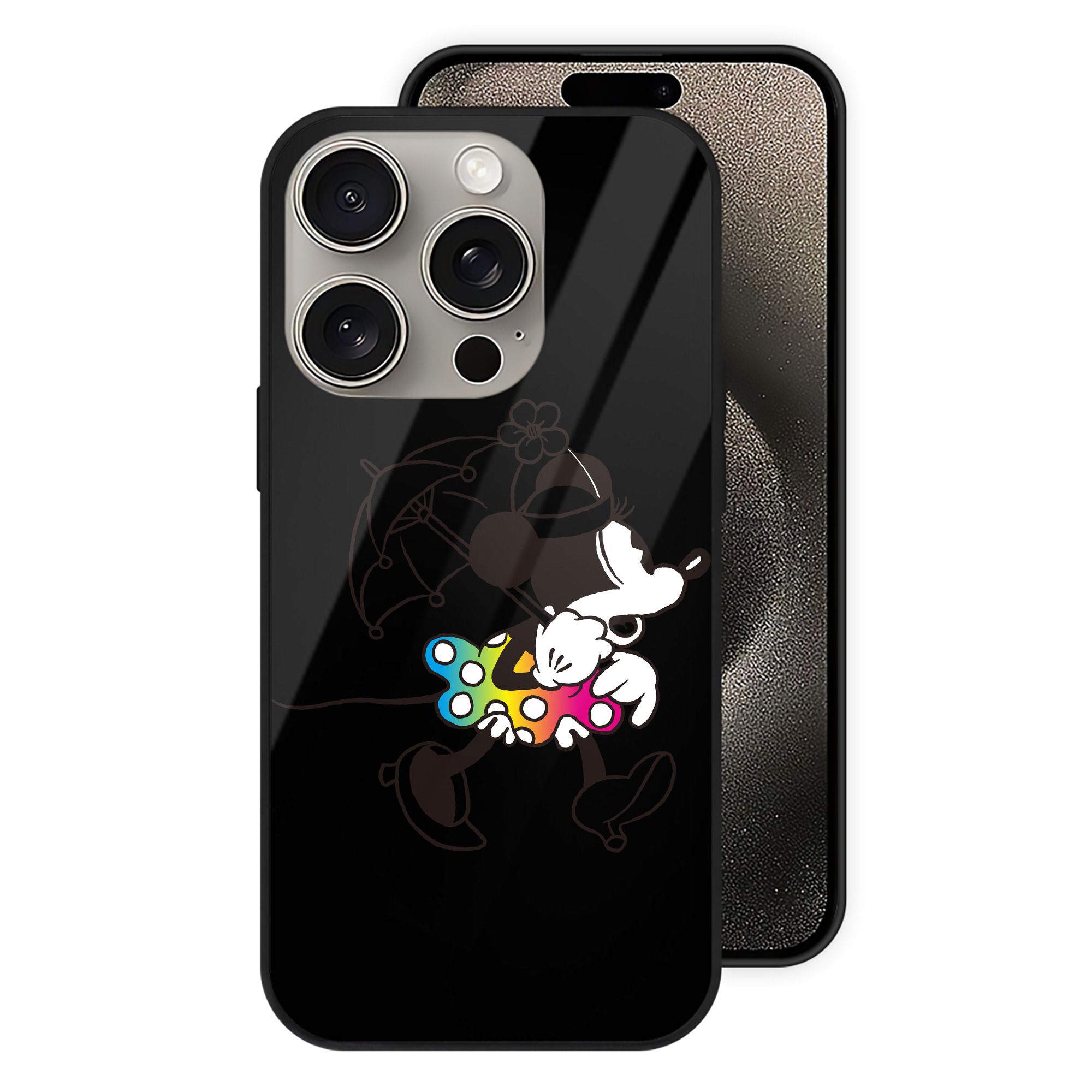 （画像用） ミッキーマウス Mickey Mouse 【iPhone15Pro対応】スマホケース 耐衝撃＆黄変防止 背面ガラス