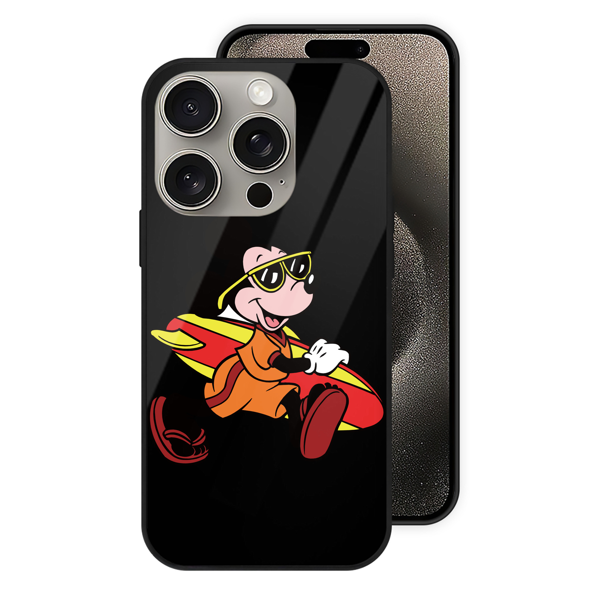 （画像用） ミッキーマウス Mickey Mouse 【iPhone15Pro対応】スマホケース 耐衝撃＆黄変防止 背面ガラス