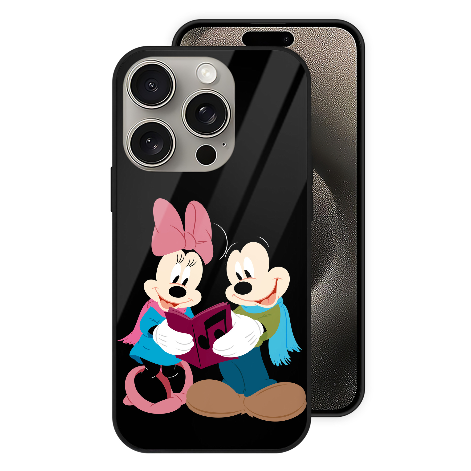 （画像用） ミッキーマウス Mickey Mouse 【iPhone15Pro対応】スマホケース 耐衝撃＆黄変防止 背面ガラス