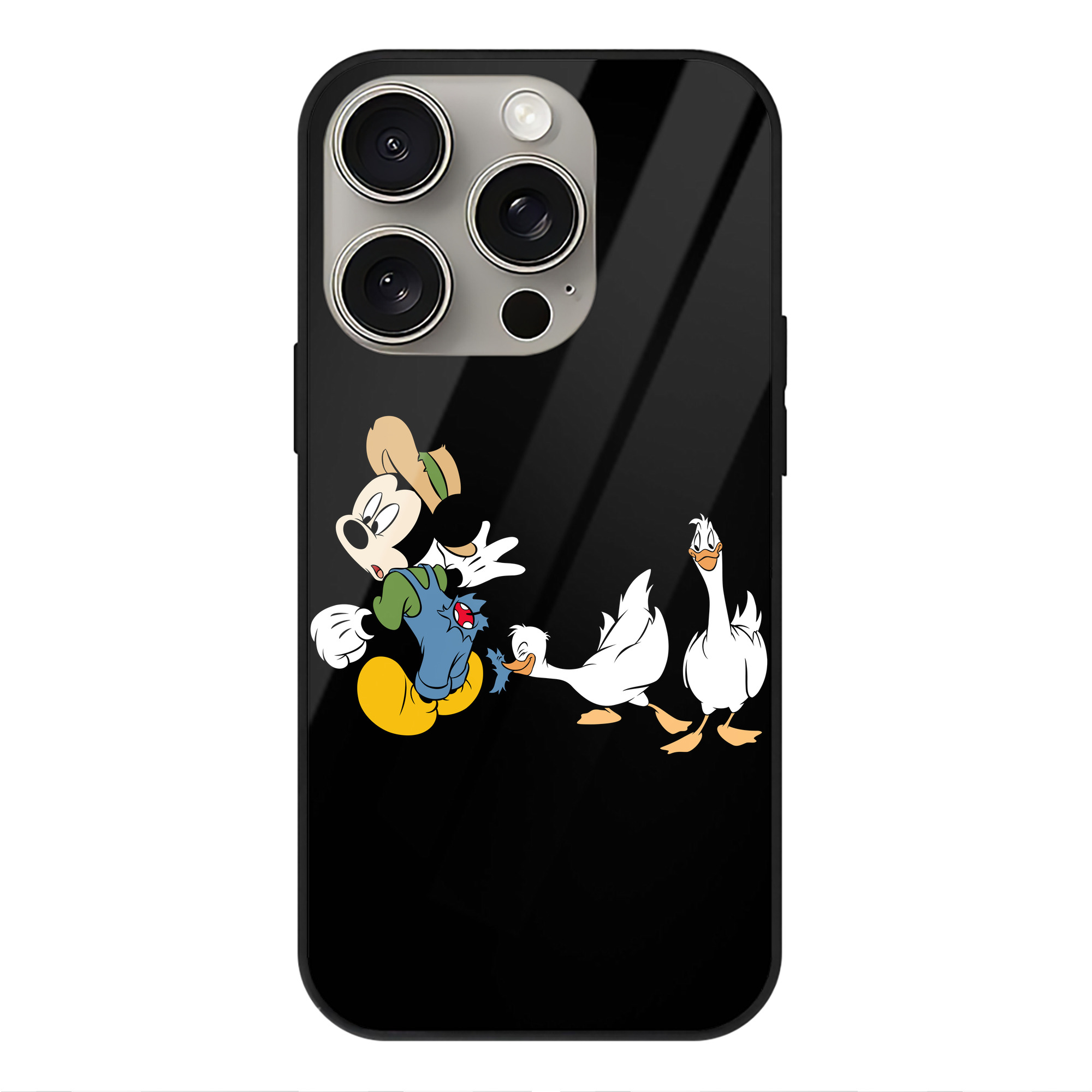 （画像用） ミッキーマウス Mickey Mouse 【iPhone15Pro対応】スマホケース 耐衝撃＆黄変防止 背面ガラス