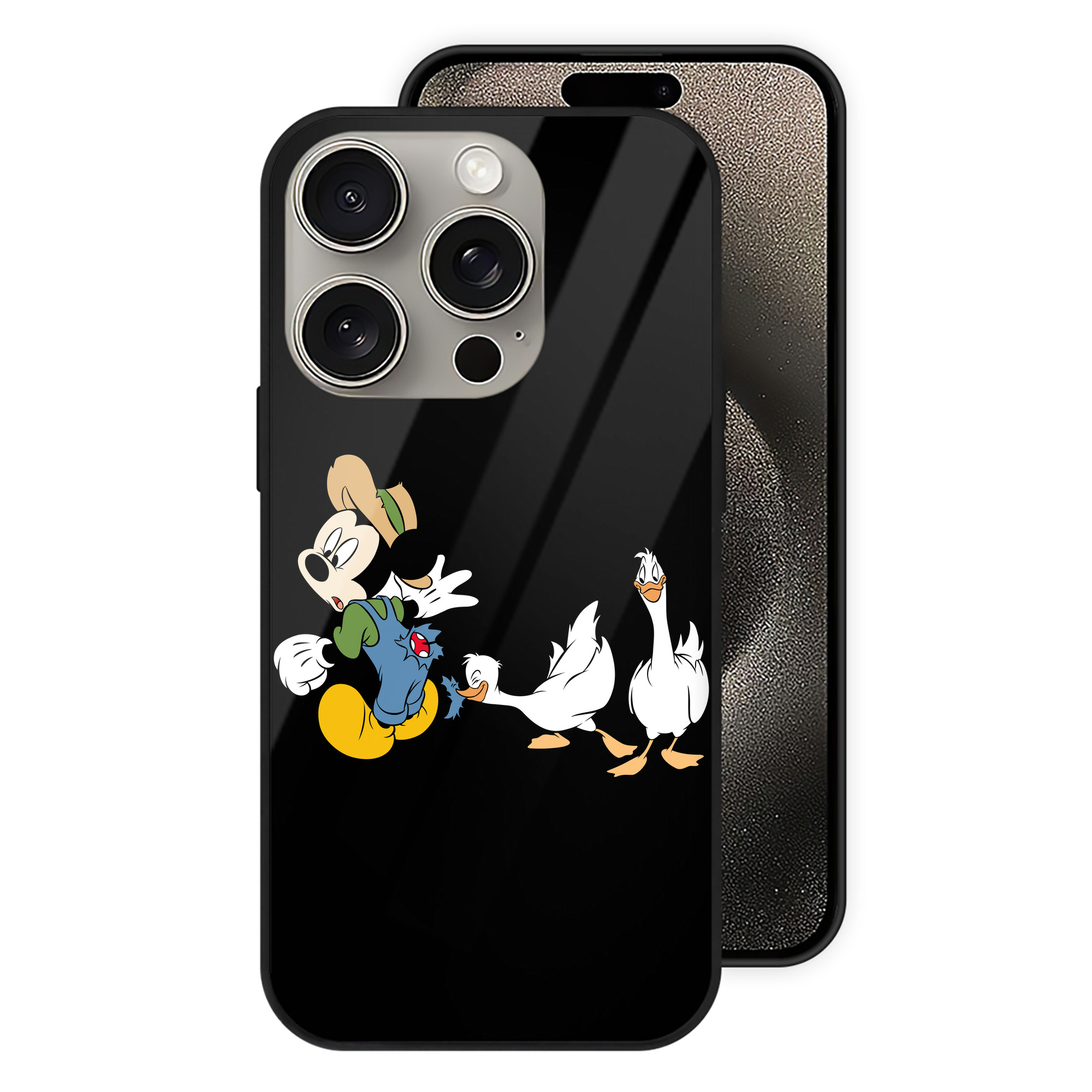 （画像用） ミッキーマウス Mickey Mouse 【iPhone15Pro対応】スマホケース 耐衝撃＆黄変防止 背面ガラス