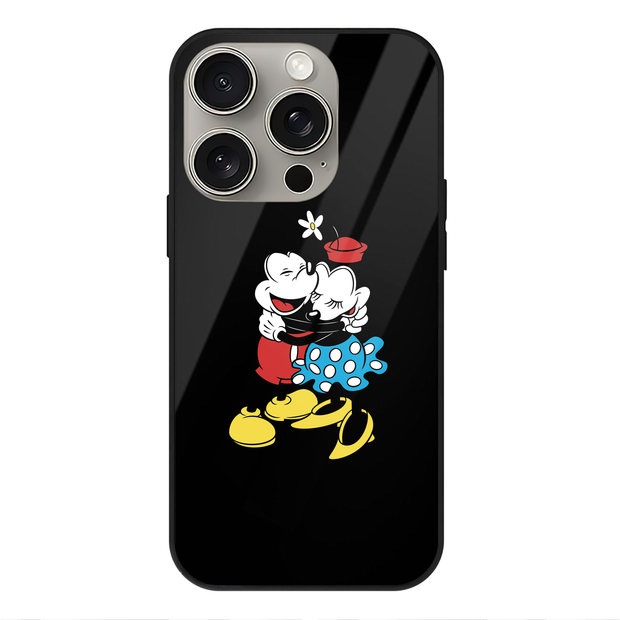 （画像用） ミッキーマウス Mickey Mouse 【iPhone15Pro対応】スマホケース 耐衝撃＆黄変防止 背面ガラス