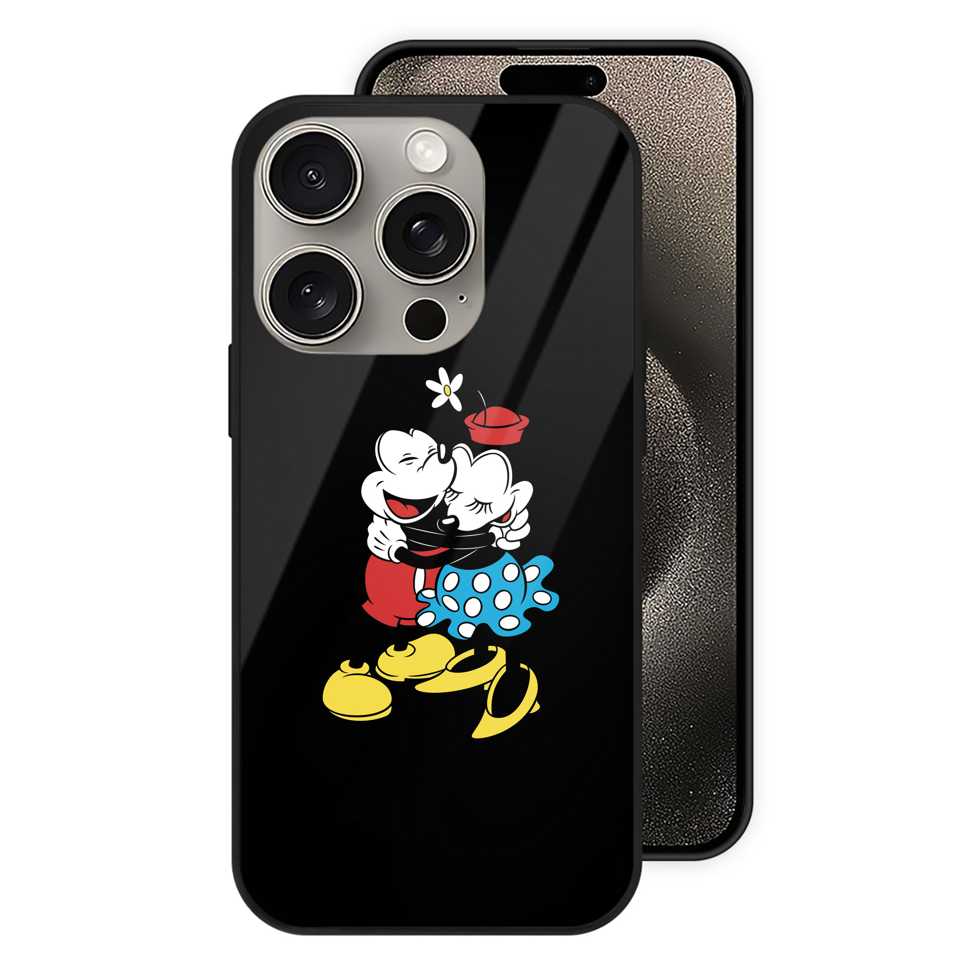 （画像用） ミッキーマウス Mickey Mouse 【iPhone15Pro対応】スマホケース 耐衝撃＆黄変防止 背面ガラス
