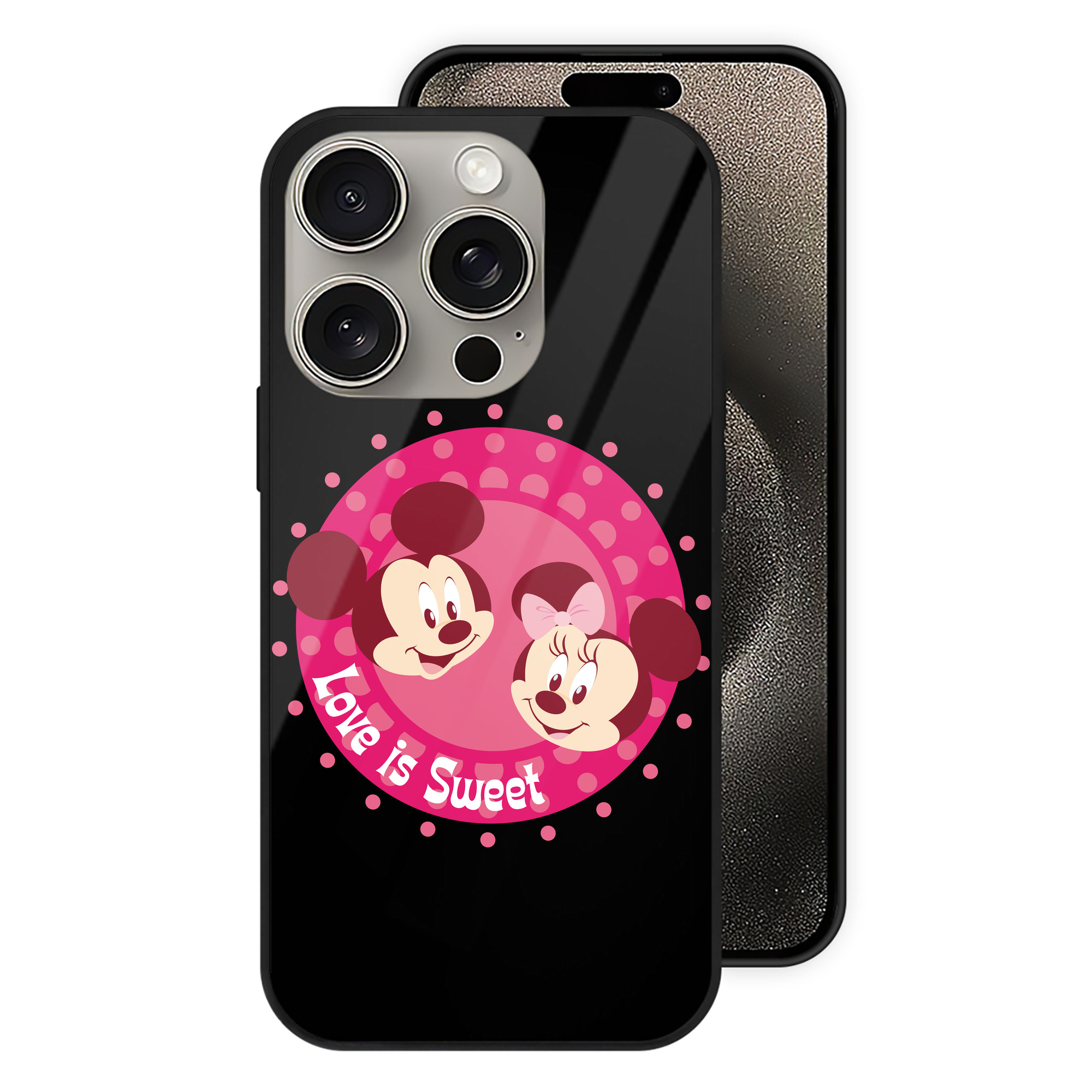 （画像用） ミッキーマウス Mickey Mouse 【iPhone15Pro対応】スマホケース 耐衝撃＆黄変防止 背面ガラス