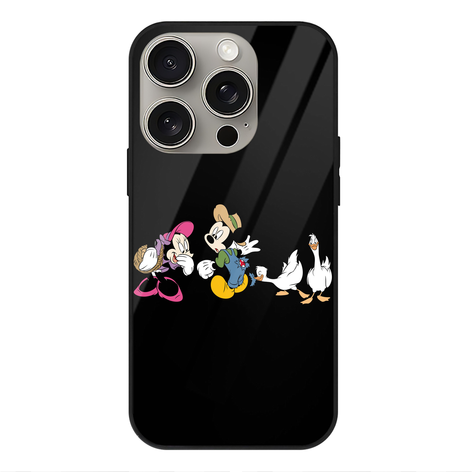 （画像用） ミッキーマウス Mickey Mouse 【iPhone15Pro対応】スマホケース 耐衝撃＆黄変防止 背面ガラス