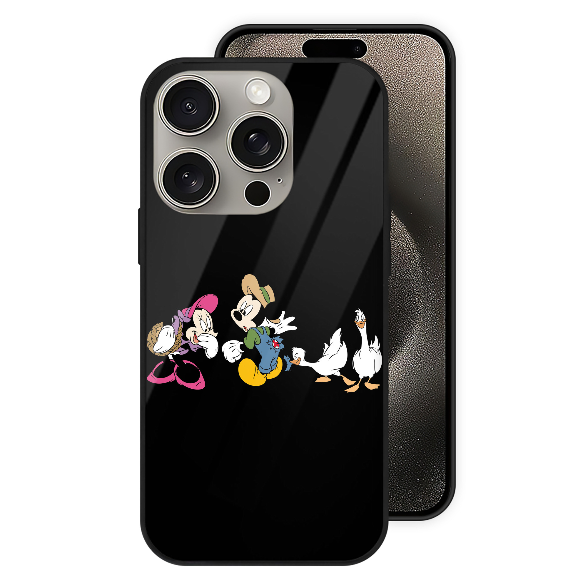 （画像用） ミッキーマウス Mickey Mouse 【iPhone15Pro対応】スマホケース 耐衝撃＆黄変防止 背面ガラス