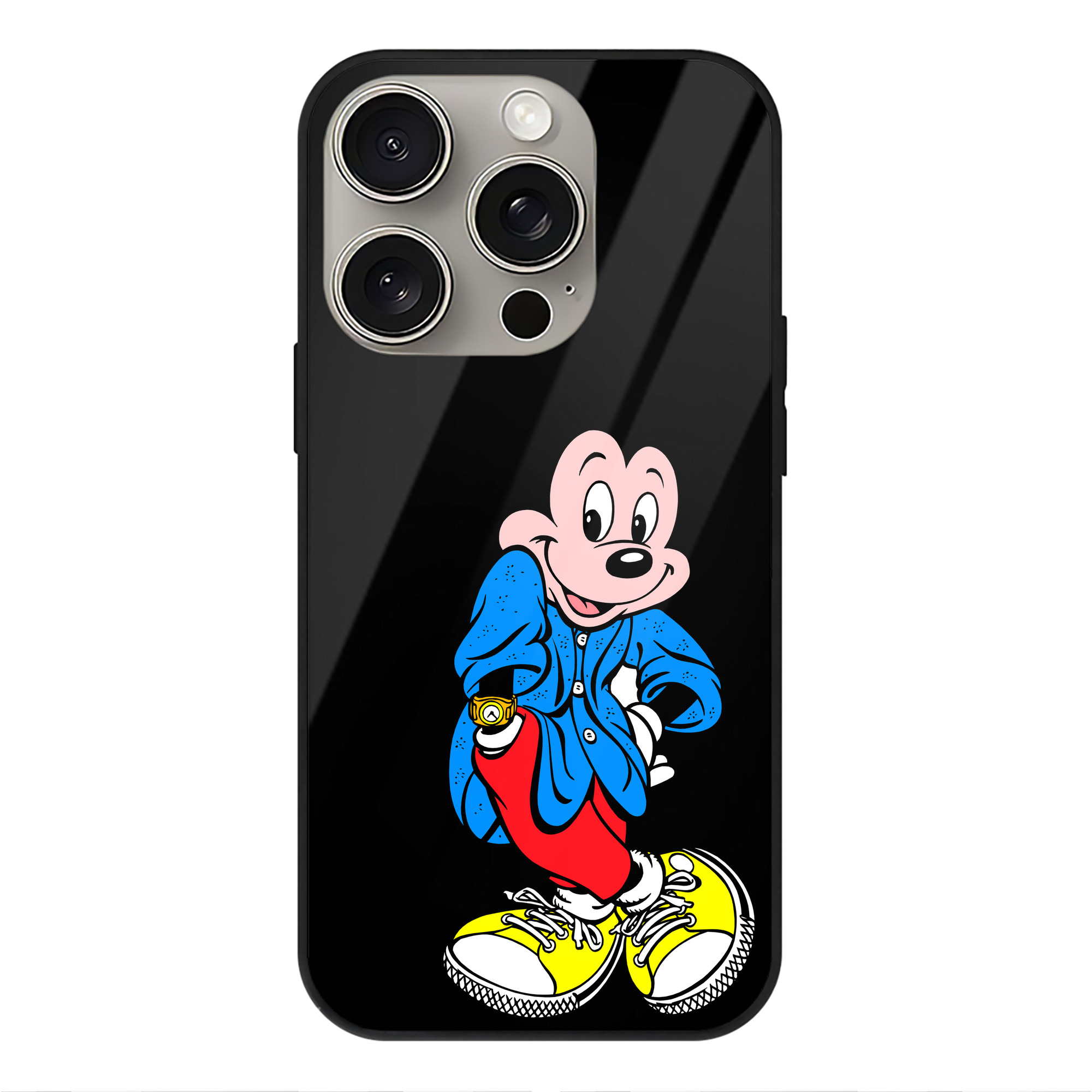 （画像用） ミッキーマウス Mickey Mouse 【iPhone15Pro対応】スマホケース 耐衝撃＆黄変防止 背面ガラス