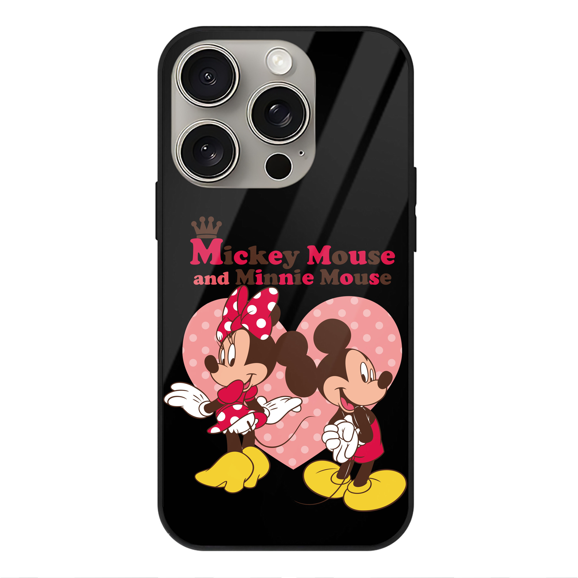 （画像用） ミッキーマウス Mickey Mouse 【iPhone15Pro対応】スマホケース 耐衝撃＆黄変防止 背面ガラス