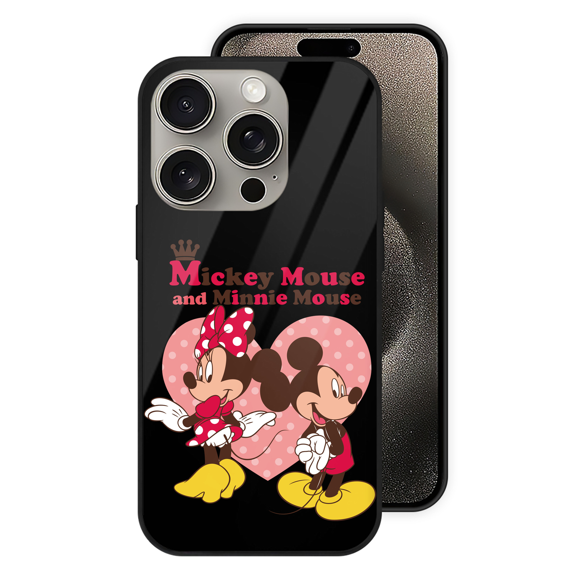（画像用） ミッキーマウス Mickey Mouse 【iPhone15Pro対応】スマホケース 耐衝撃＆黄変防止 背面ガラス