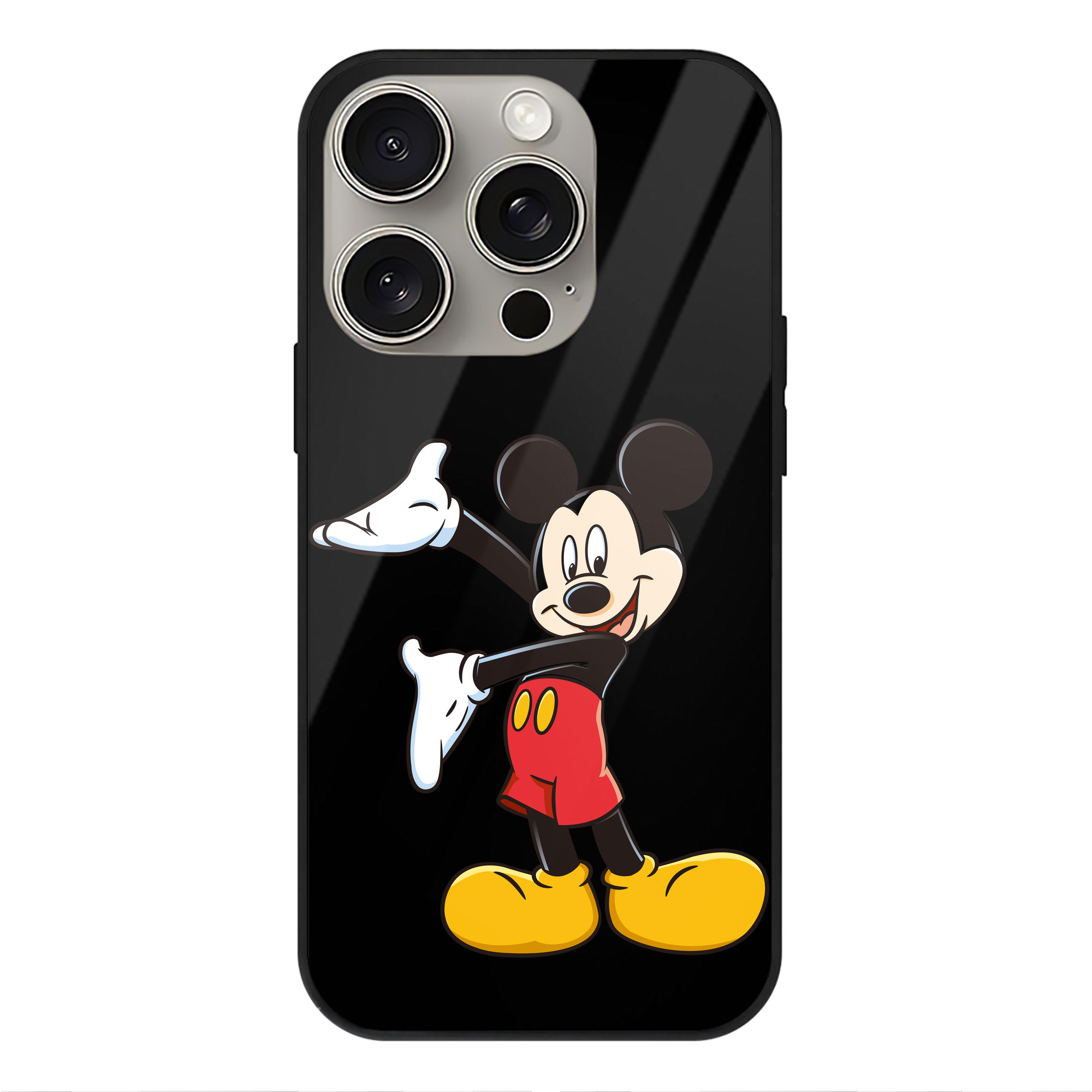 （画像用） ミッキーマウス Mickey Mouse 【iPhone15Pro対応】スマホケース 耐衝撃＆黄変防止 背面ガラス