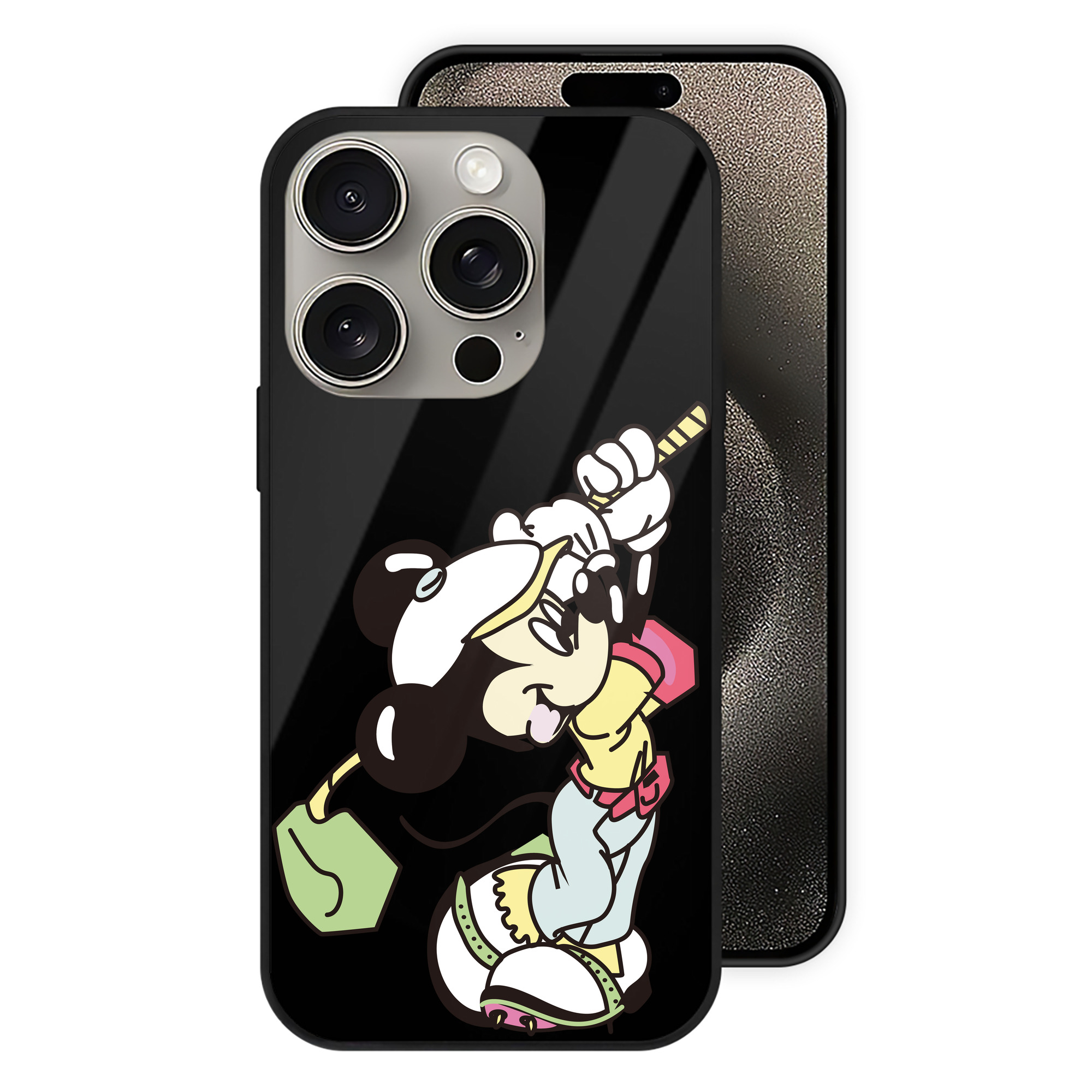 （画像用） ミッキーマウス Mickey Mouse 【iPhone15Pro対応】スマホケース 耐衝撃＆黄変防止 背面ガラス