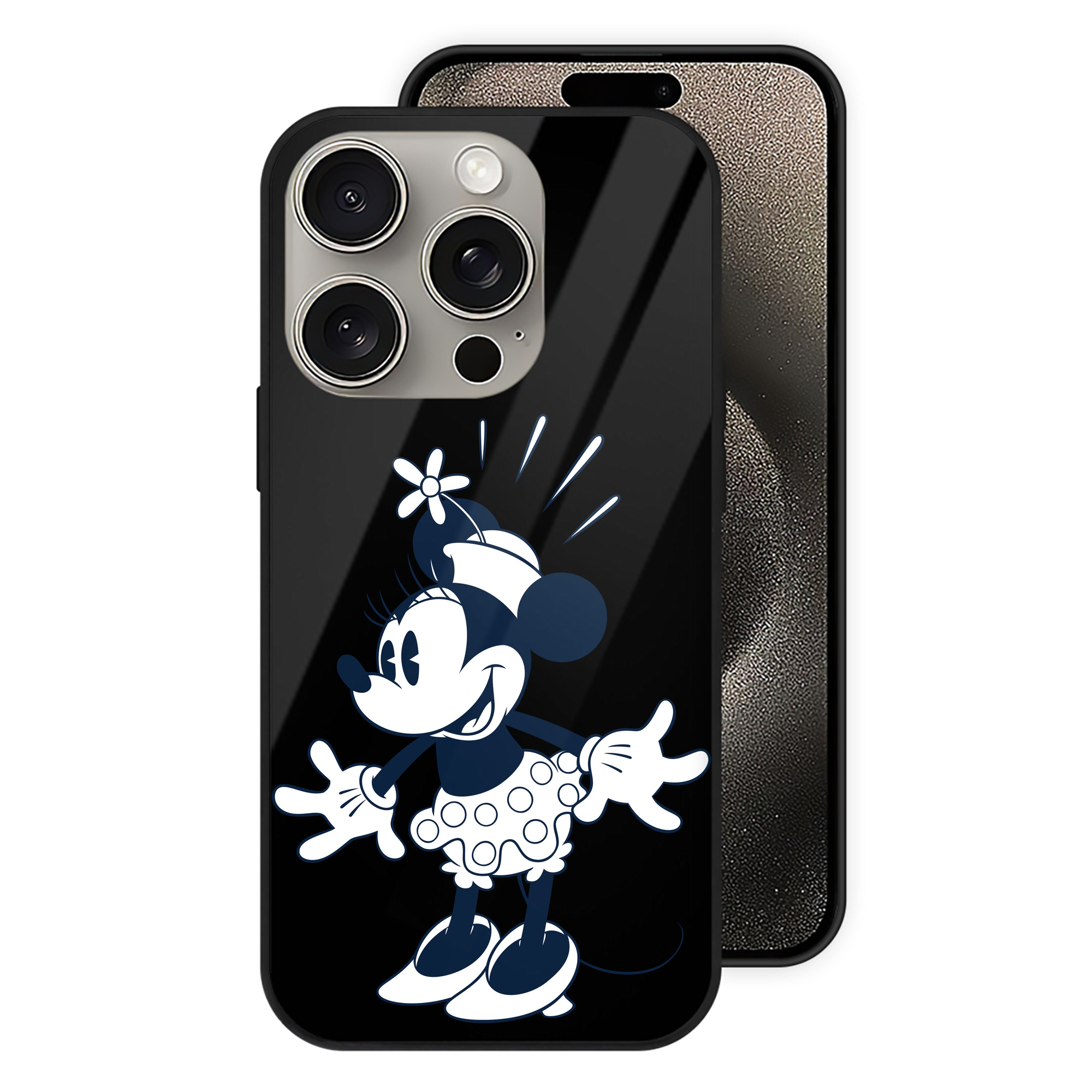 （画像用） ミッキーマウス Mickey Mouse 【iPhone15Pro対応】スマホケース 耐衝撃＆黄変防止 背面ガラス