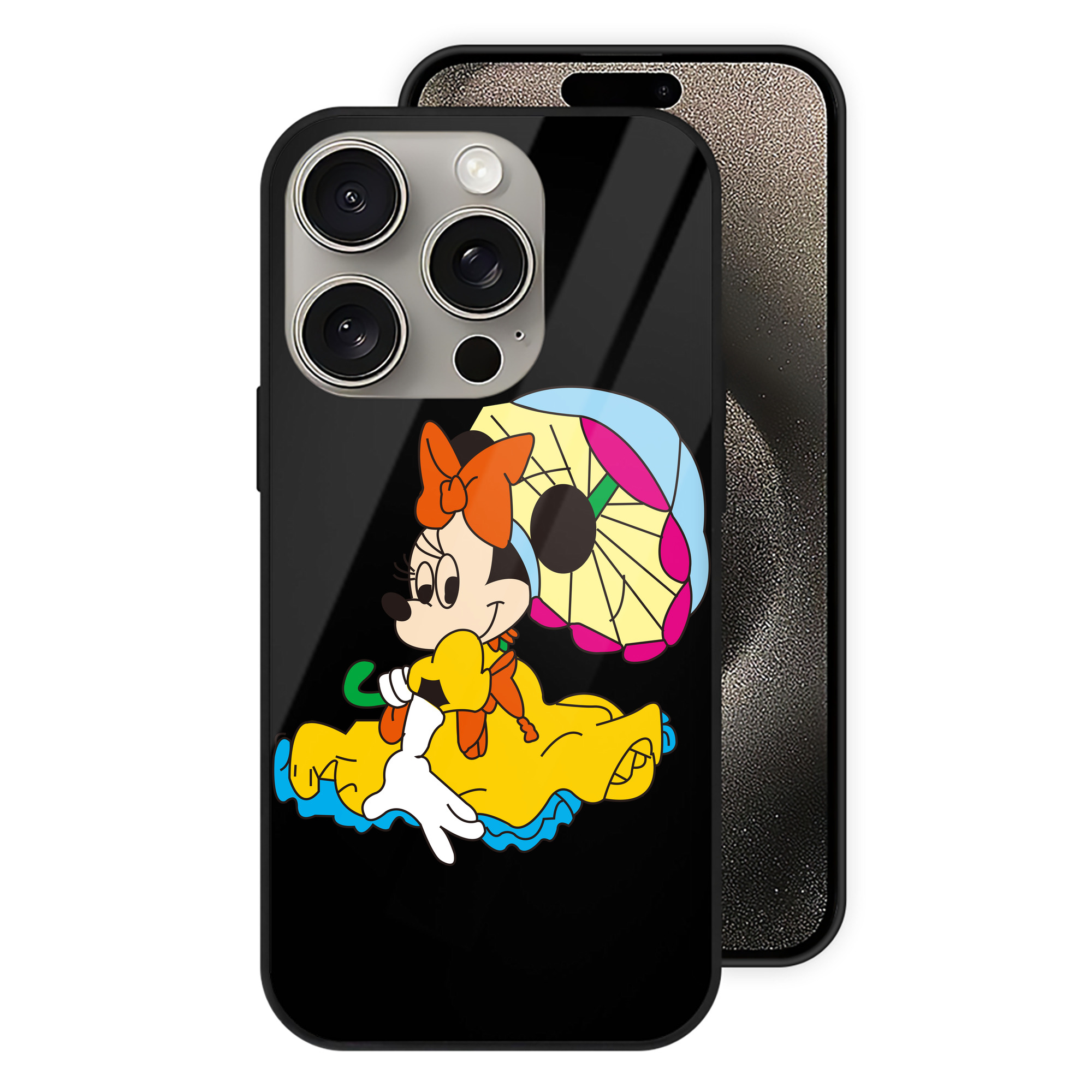（画像用） ミッキーマウス Mickey Mouse 【iPhone15Pro対応】スマホケース 耐衝撃＆黄変防止 背面ガラス