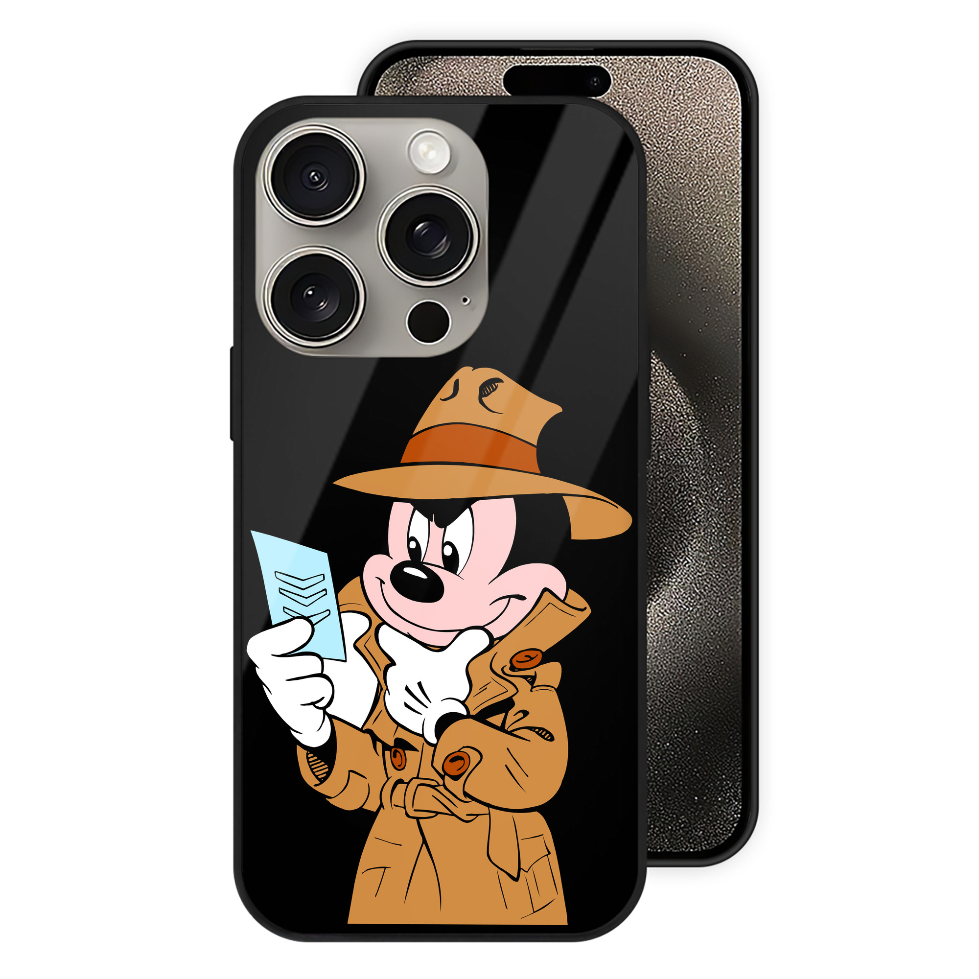 （画像用） ミッキーマウス Mickey Mouse 【iPhone15Pro対応】スマホケース 耐衝撃＆黄変防止 背面ガラス