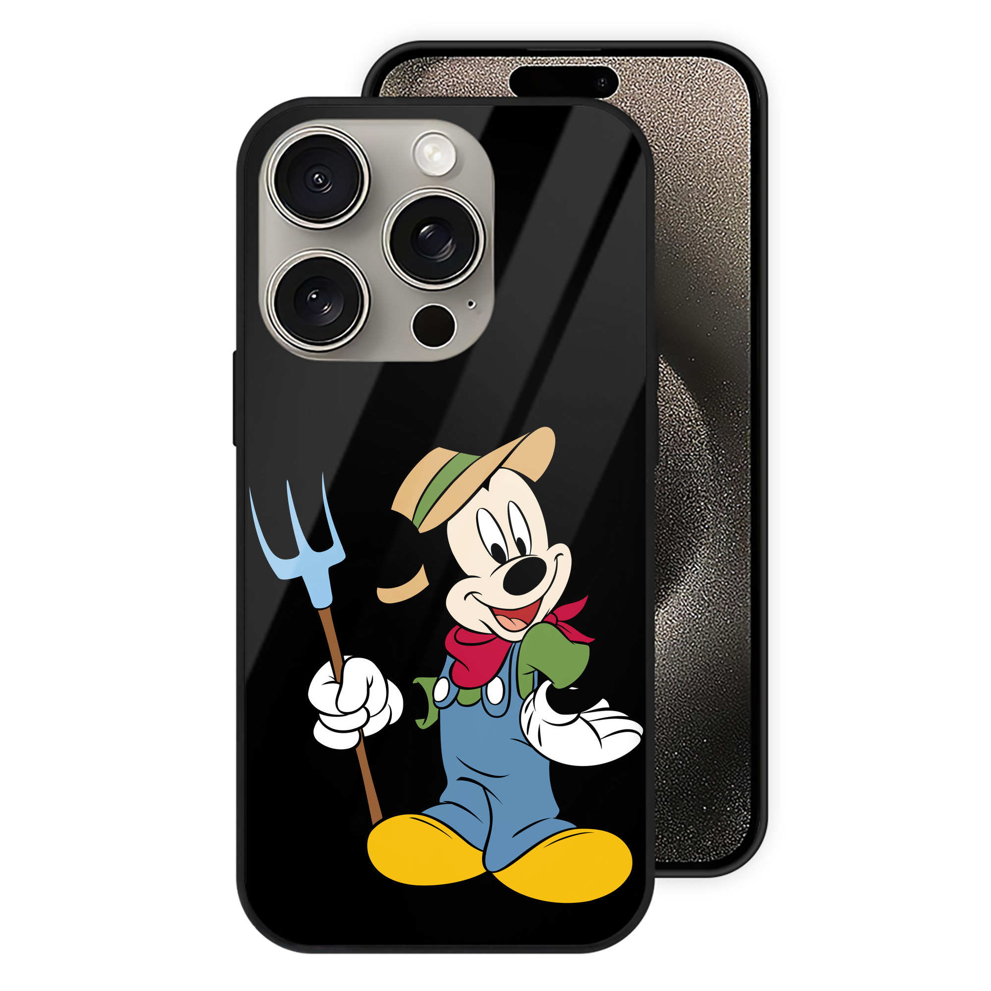 （画像用） ミッキーマウス Mickey Mouse 【iPhone15Pro対応】スマホケース 耐衝撃＆黄変防止 背面ガラス