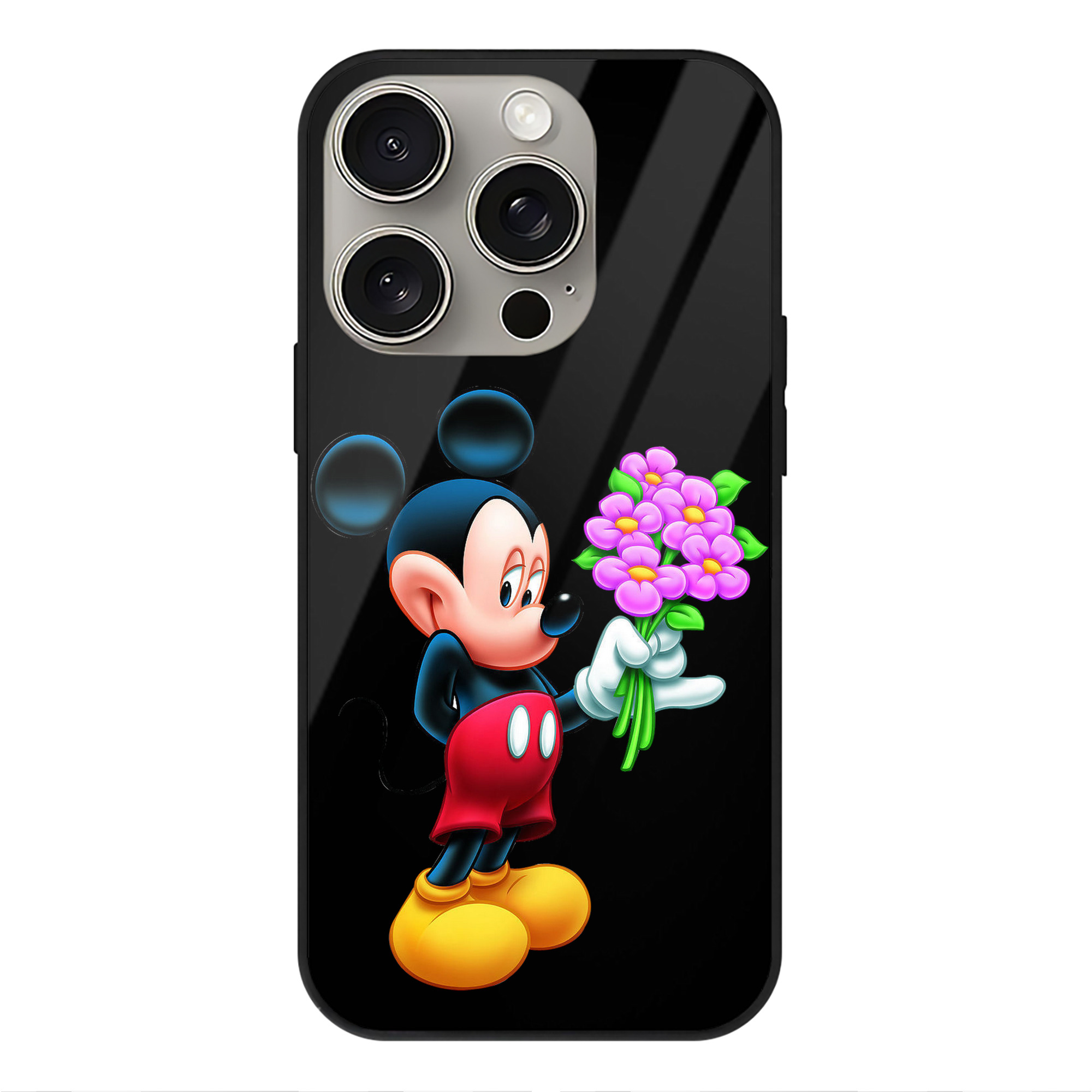 （画像用） ミッキーマウス Mickey Mouse 【iPhone15Pro対応】スマホケース 耐衝撃＆黄変防止 背面ガラス
