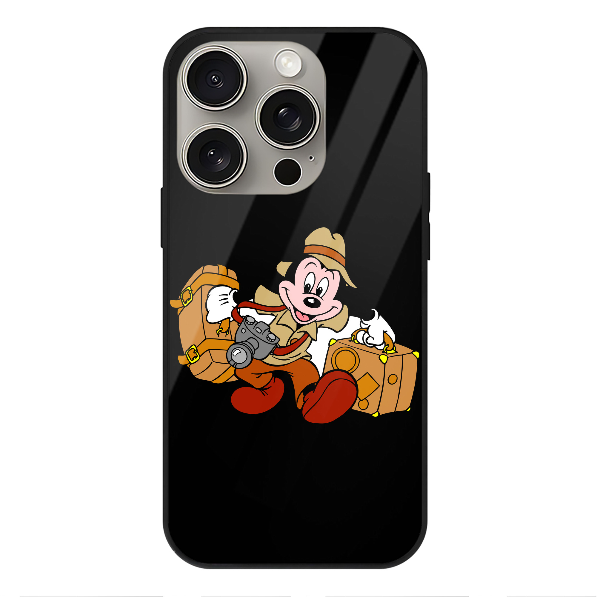 （画像用） ミッキーマウス Mickey Mouse 【iPhone15Pro対応】スマホケース 耐衝撃＆黄変防止 背面ガラス