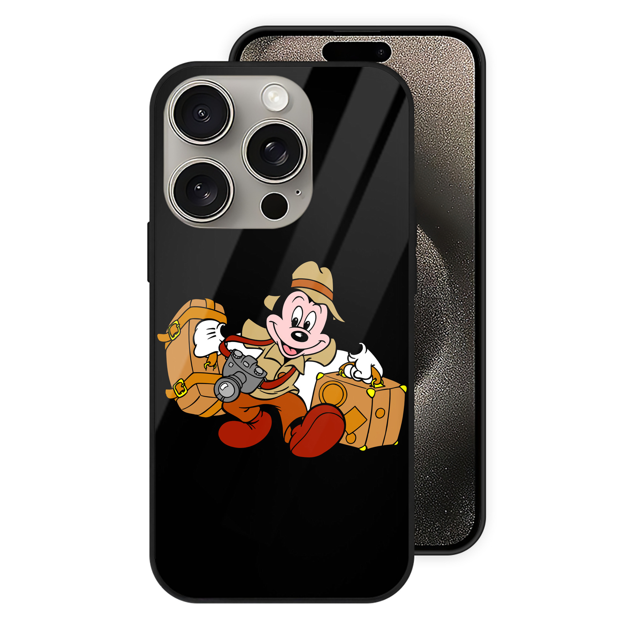 （画像用） ミッキーマウス Mickey Mouse 【iPhone15Pro対応】スマホケース 耐衝撃＆黄変防止 背面ガラス