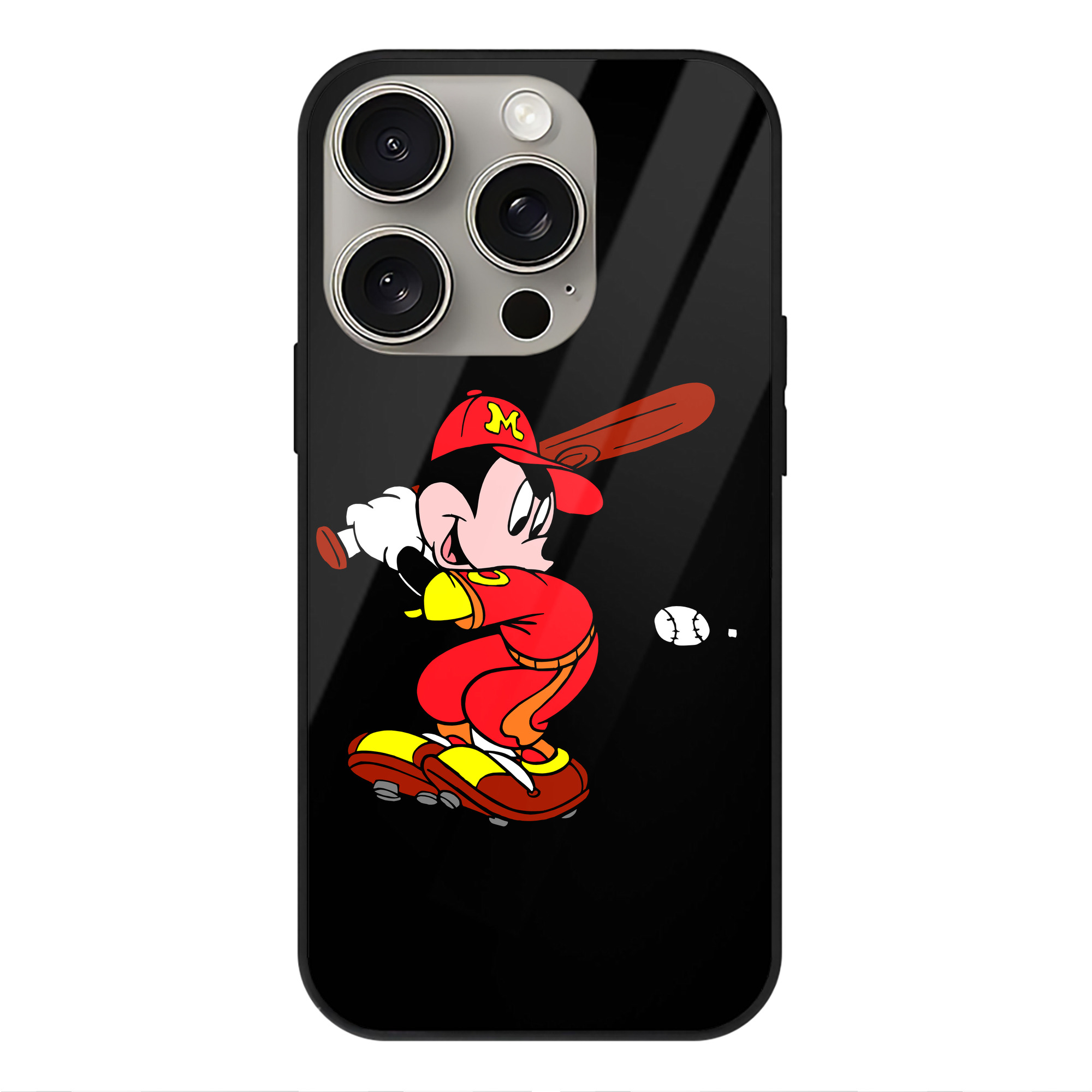 （画像用） ミッキーマウス Mickey Mouse 【iPhone15Pro対応】スマホケース 耐衝撃＆黄変防止 背面ガラス