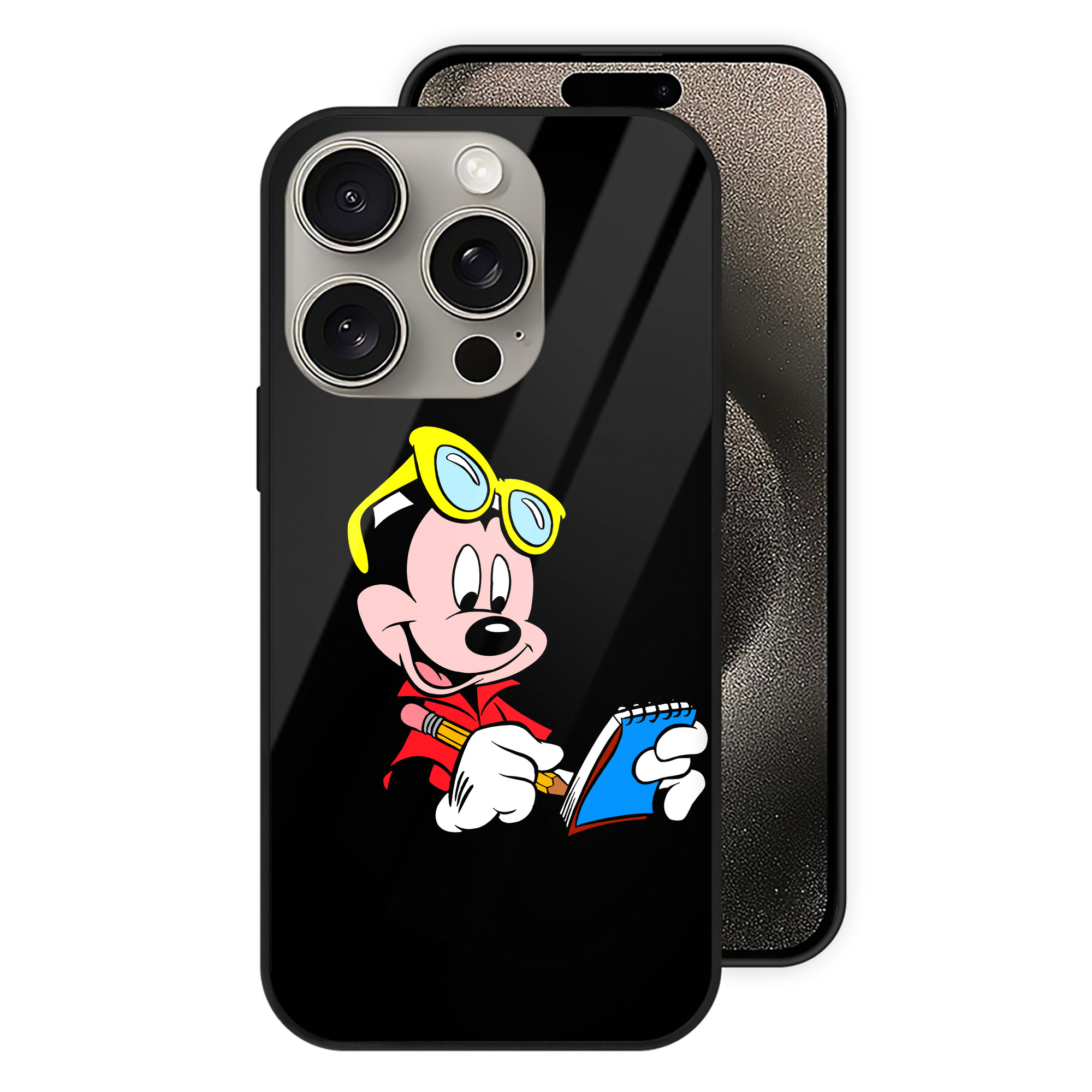 （画像用） ミッキーマウス Mickey Mouse 【iPhone15Pro対応】スマホケース 耐衝撃＆黄変防止 背面ガラス