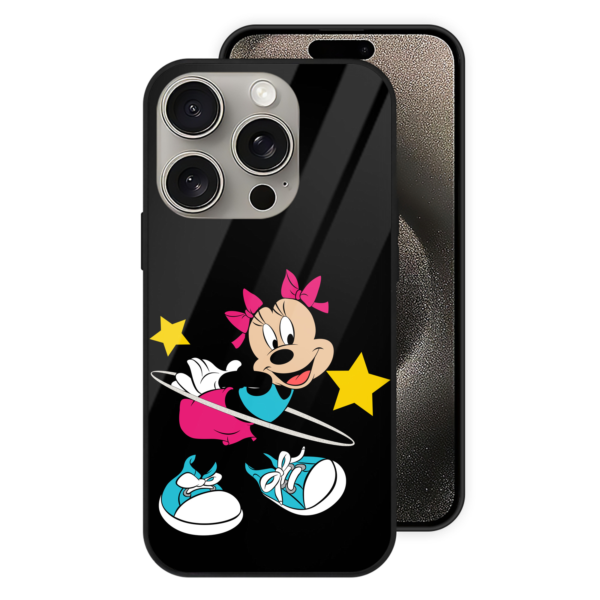 （画像用） ミッキーマウス Mickey Mouse 【iPhone15Pro対応】スマホケース 耐衝撃＆黄変防止 背面ガラス