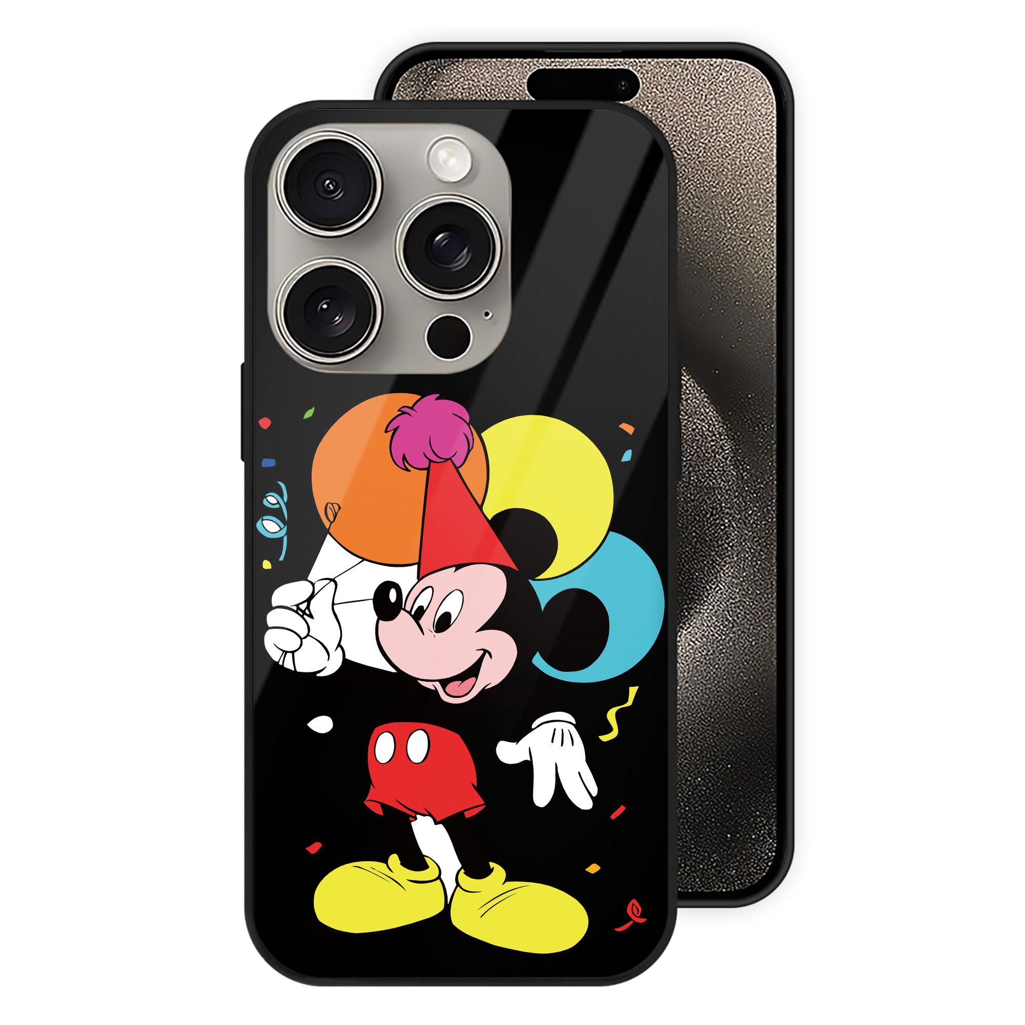 （画像用） ミッキーマウス Mickey Mouse 【iPhone15Pro対応】スマホケース 耐衝撃＆黄変防止 背面ガラス