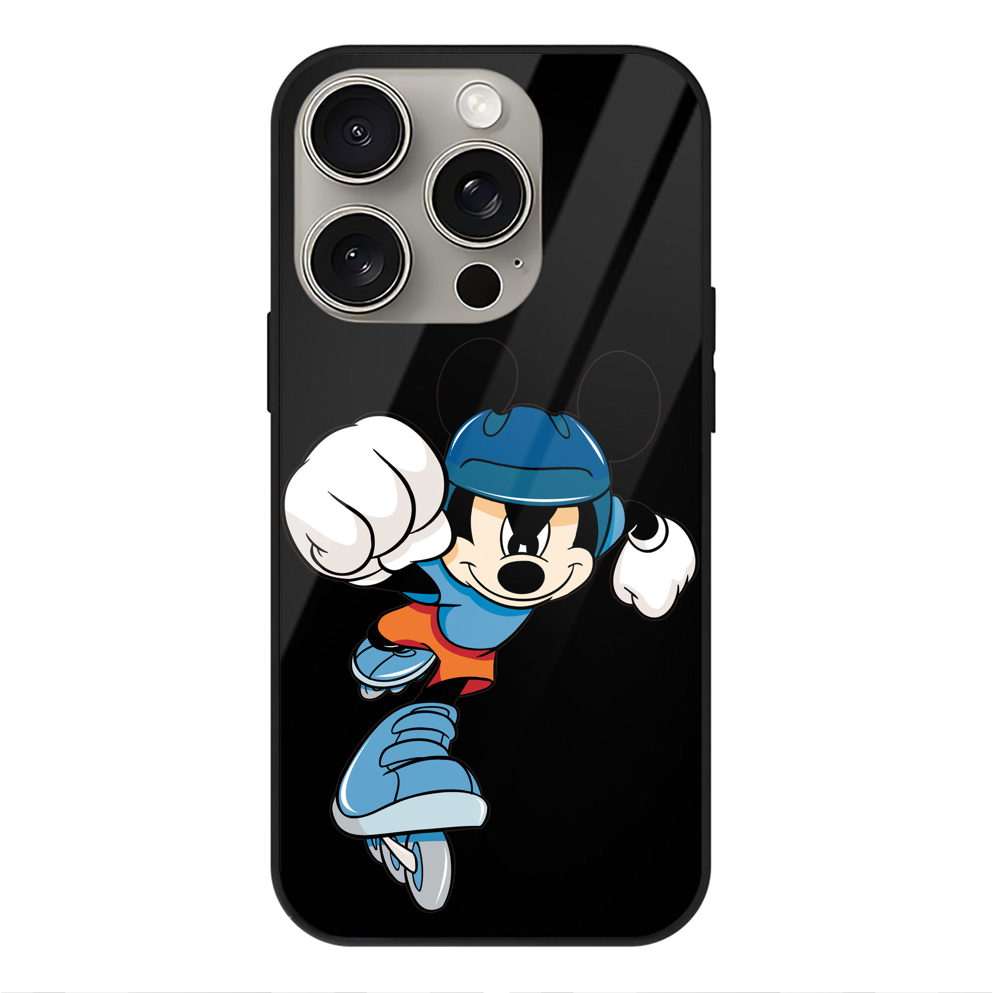 （画像用） ミッキーマウス Mickey Mouse 【iPhone15Pro対応】スマホケース 耐衝撃＆黄変防止 背面ガラス