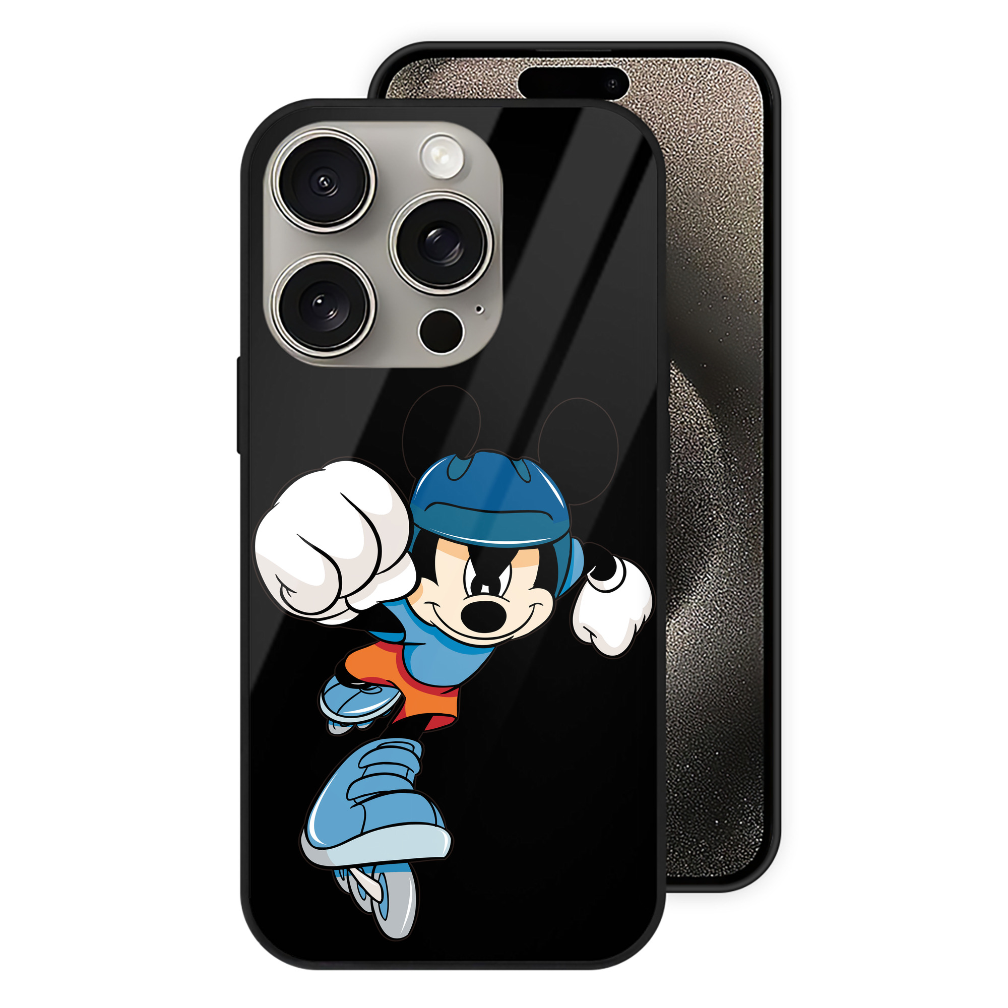 （画像用） ミッキーマウス Mickey Mouse 【iPhone15Pro対応】スマホケース 耐衝撃＆黄変防止 背面ガラス