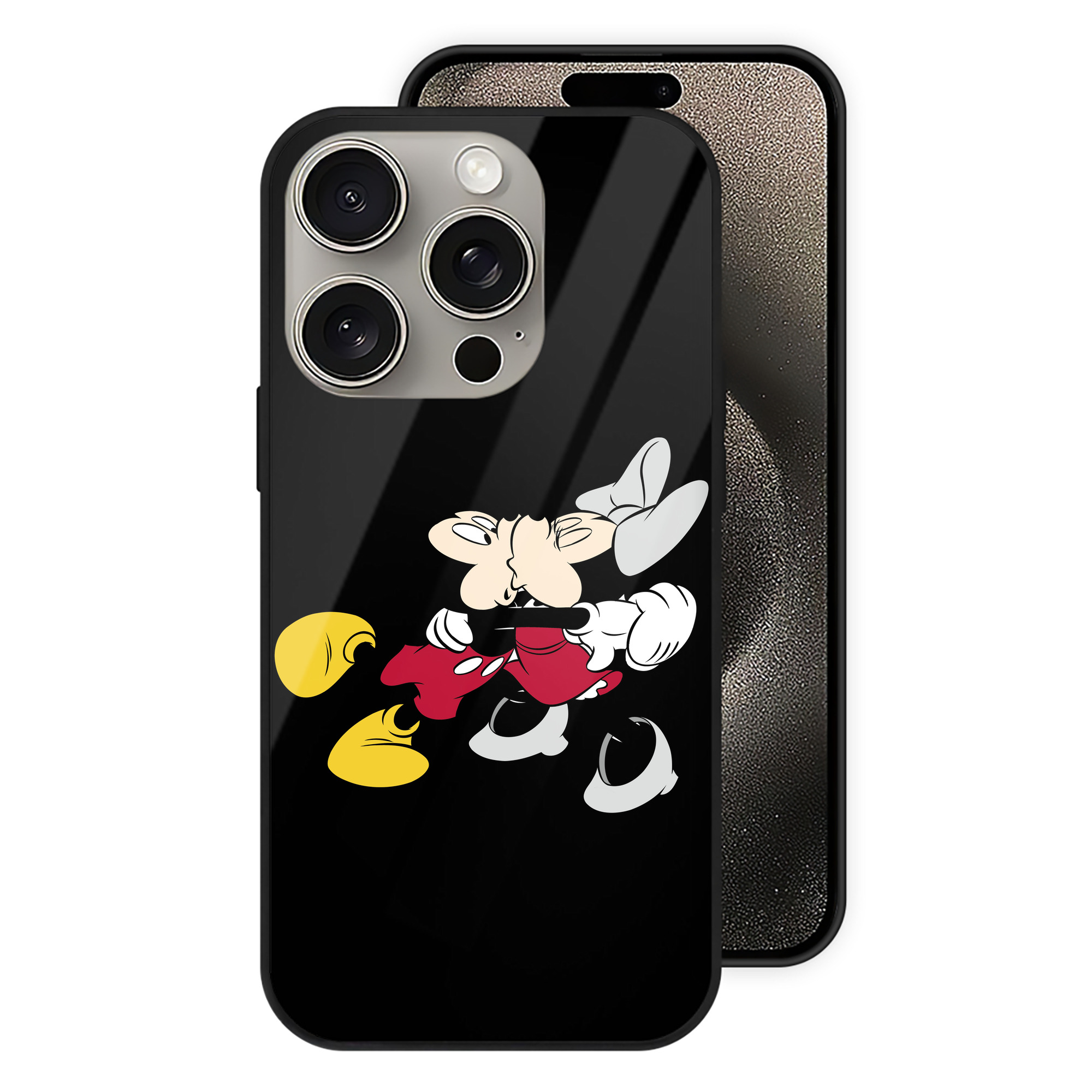 （画像用） ミッキーマウス Mickey Mouse 【iPhone15Pro対応】スマホケース 耐衝撃＆黄変防止 背面ガラス
