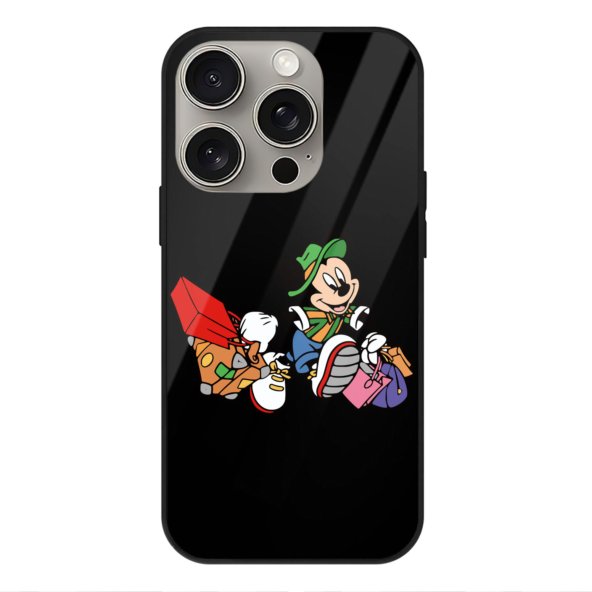 （画像用） ミッキーマウス Mickey Mouse 【iPhone15Pro対応】スマホケース 耐衝撃＆黄変防止 背面ガラス