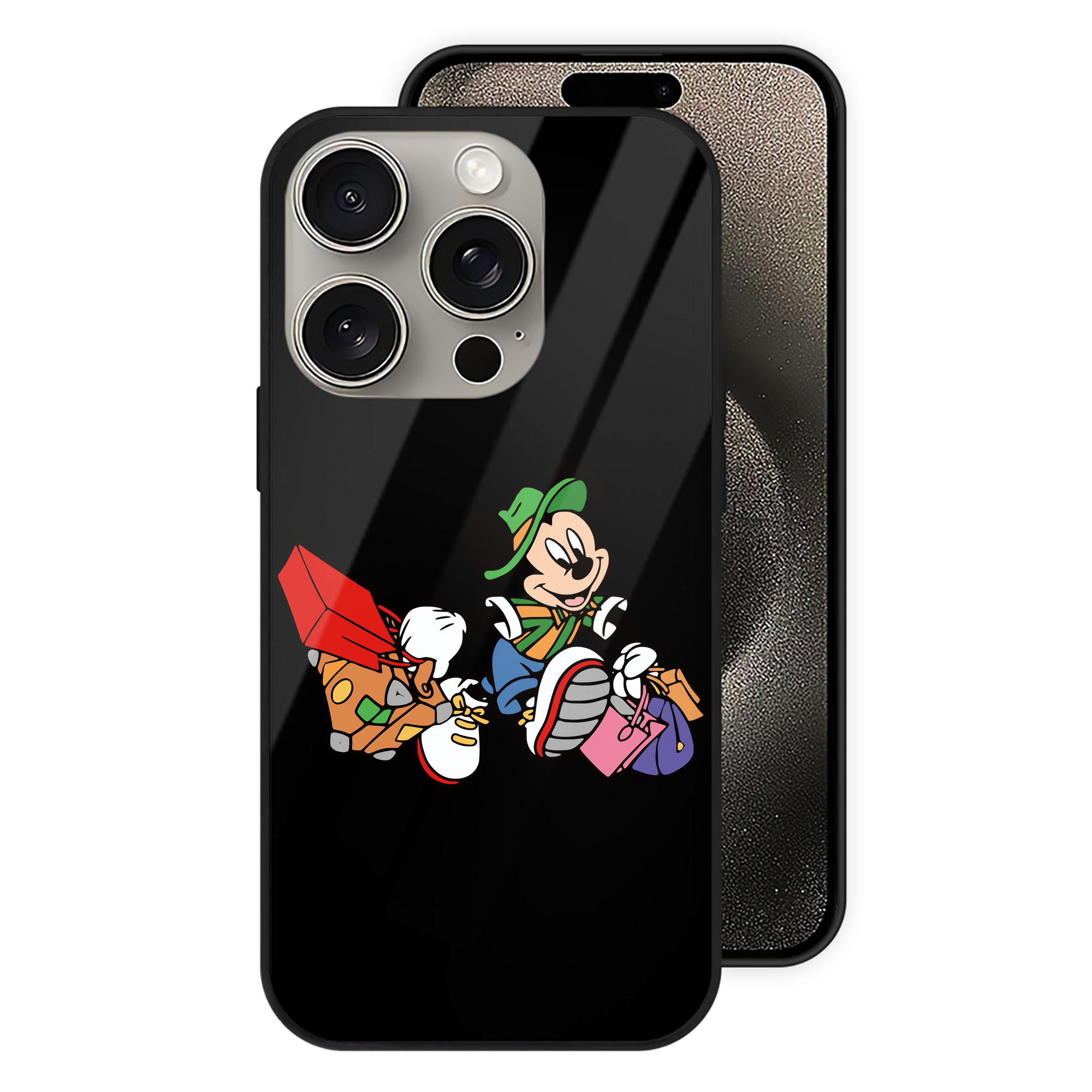（画像用） ミッキーマウス Mickey Mouse 【iPhone15Pro対応】スマホケース 耐衝撃＆黄変防止 背面ガラス
