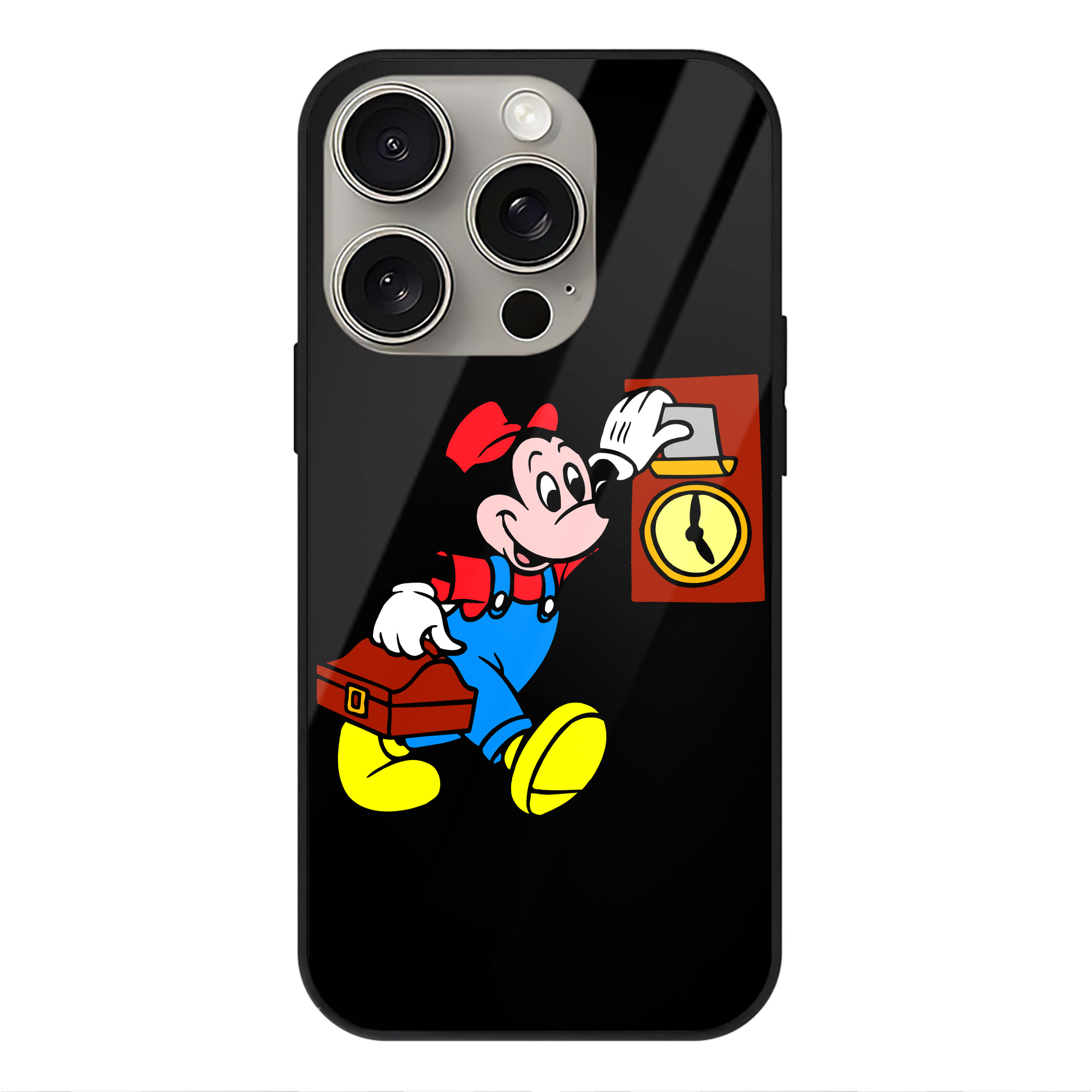 （画像用） ミッキーマウス Mickey Mouse 【iPhone15Pro対応】スマホケース 耐衝撃＆黄変防止 背面ガラス