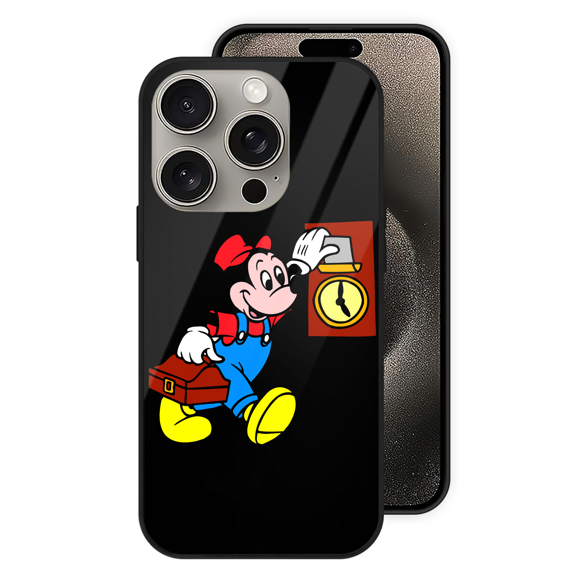 （画像用） ミッキーマウス Mickey Mouse 【iPhone15Pro対応】スマホケース 耐衝撃＆黄変防止 背面ガラス