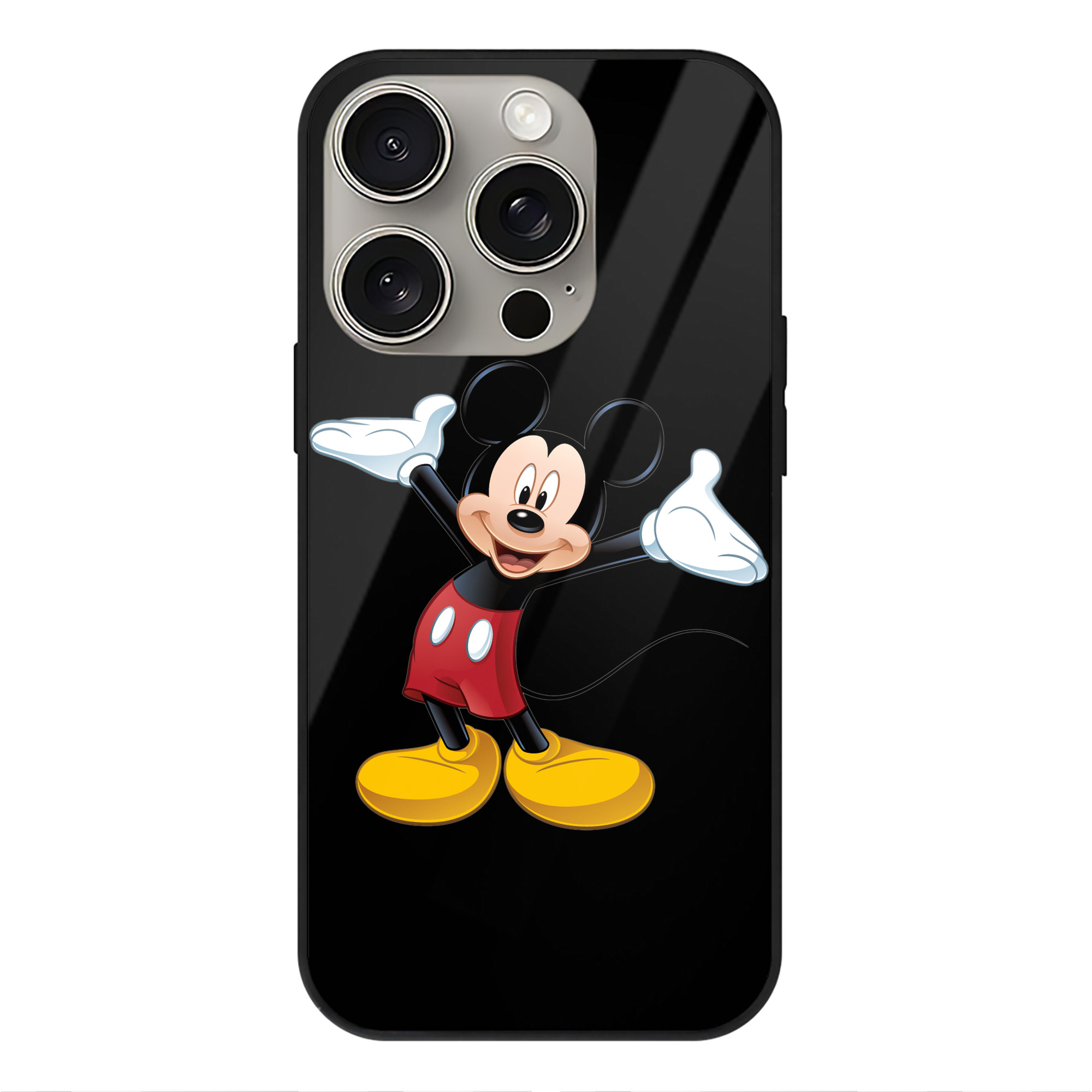 （画像用） ミッキーマウス Mickey Mouse 【iPhone15Pro対応】スマホケース 耐衝撃＆黄変防止 背面ガラス