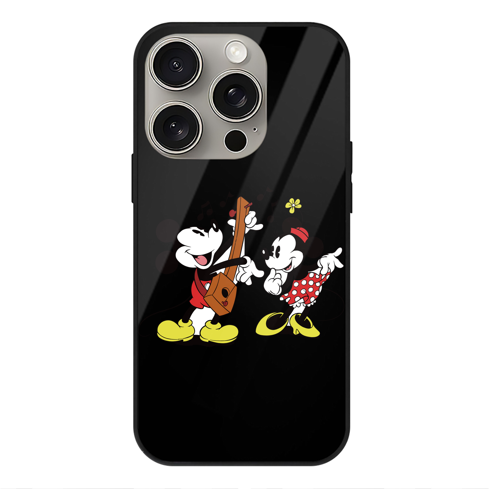 （画像用） ミッキーマウス Mickey Mouse 【iPhone15Pro対応】スマホケース 耐衝撃＆黄変防止 背面ガラス