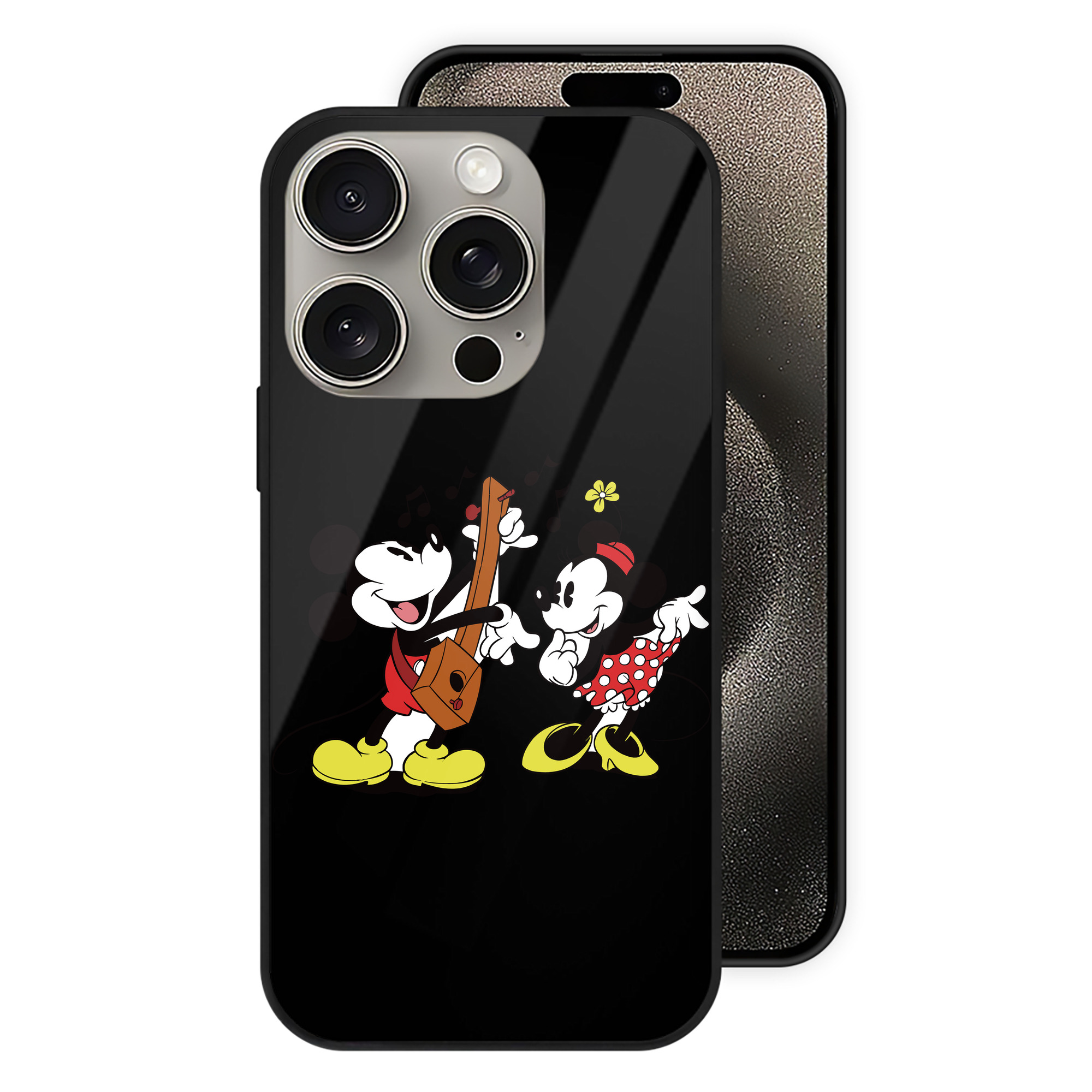 （画像用） ミッキーマウス Mickey Mouse 【iPhone15Pro対応】スマホケース 耐衝撃＆黄変防止 背面ガラス
