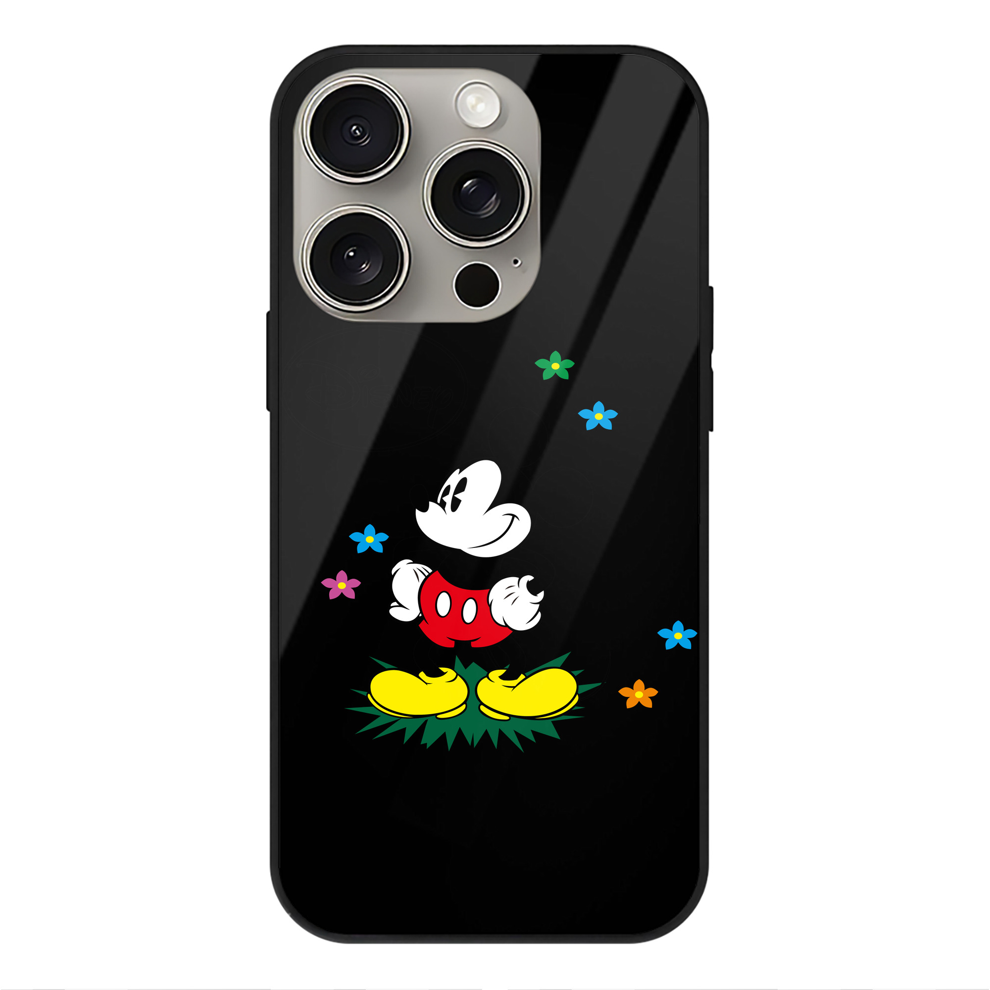 （画像用） ミッキーマウス Mickey Mouse 【iPhone15Pro対応】スマホケース 耐衝撃＆黄変防止 背面ガラス