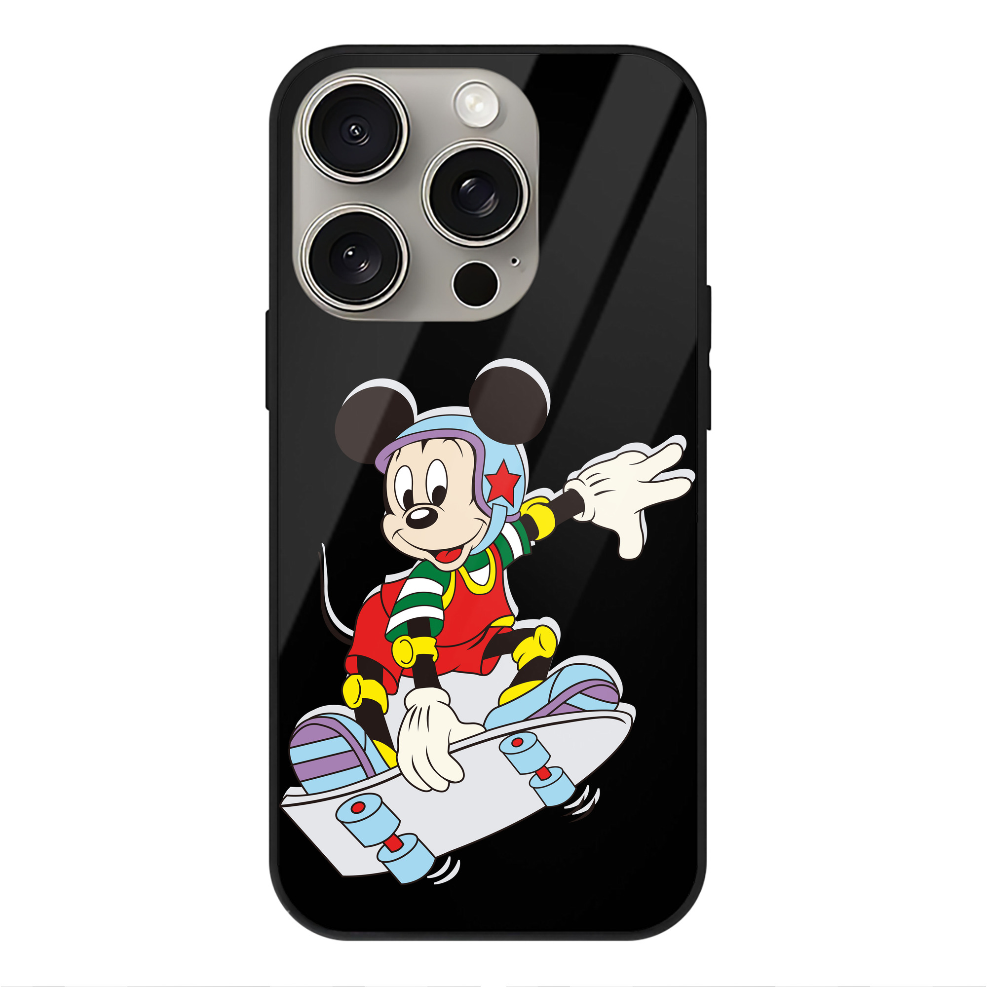 （画像用） ミッキーマウス Mickey Mouse 【iPhone15Pro対応】スマホケース 耐衝撃＆黄変防止 背面ガラス