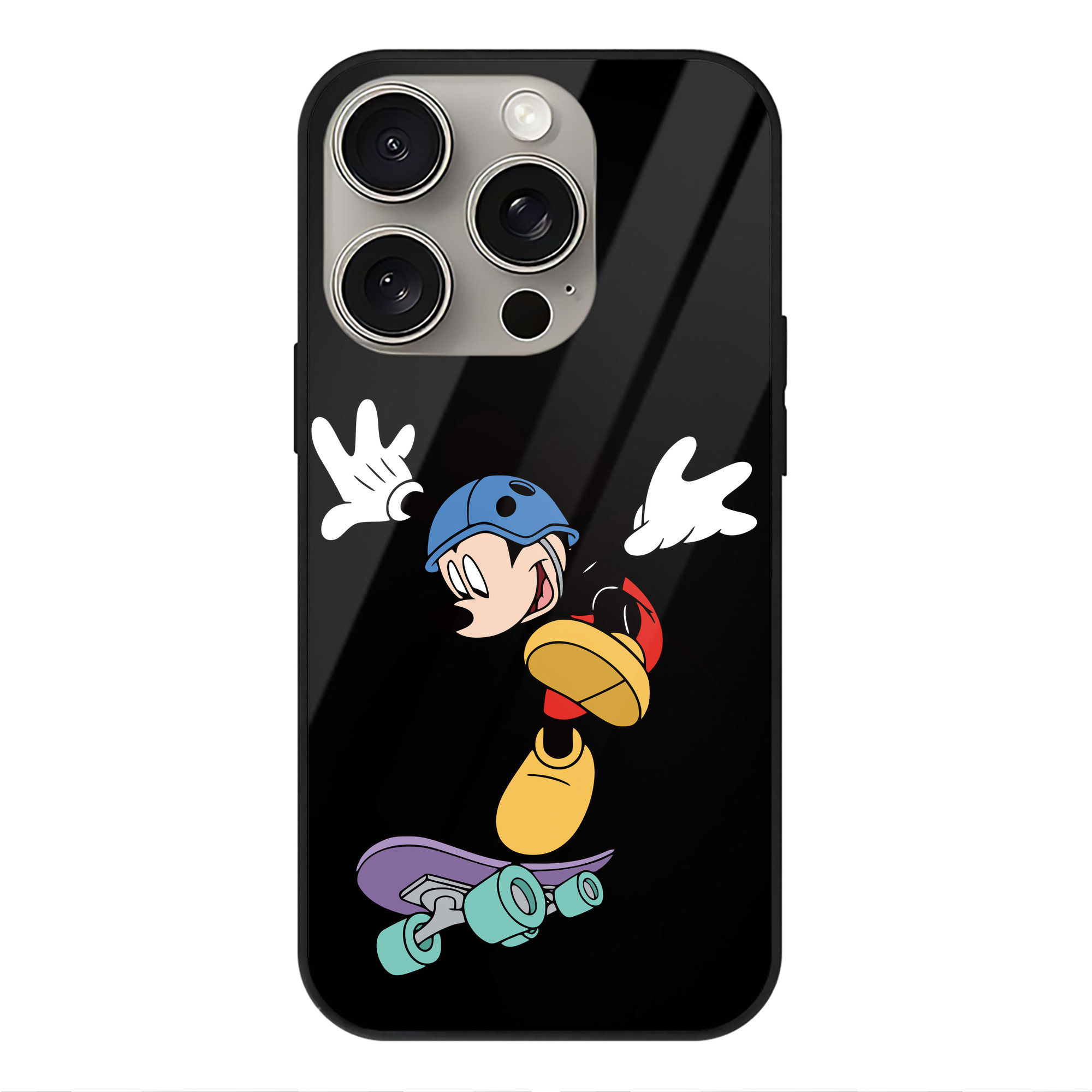 （画像用） ミッキーマウス Mickey Mouse 【iPhone15Pro対応】スマホケース 耐衝撃＆黄変防止 背面ガラス