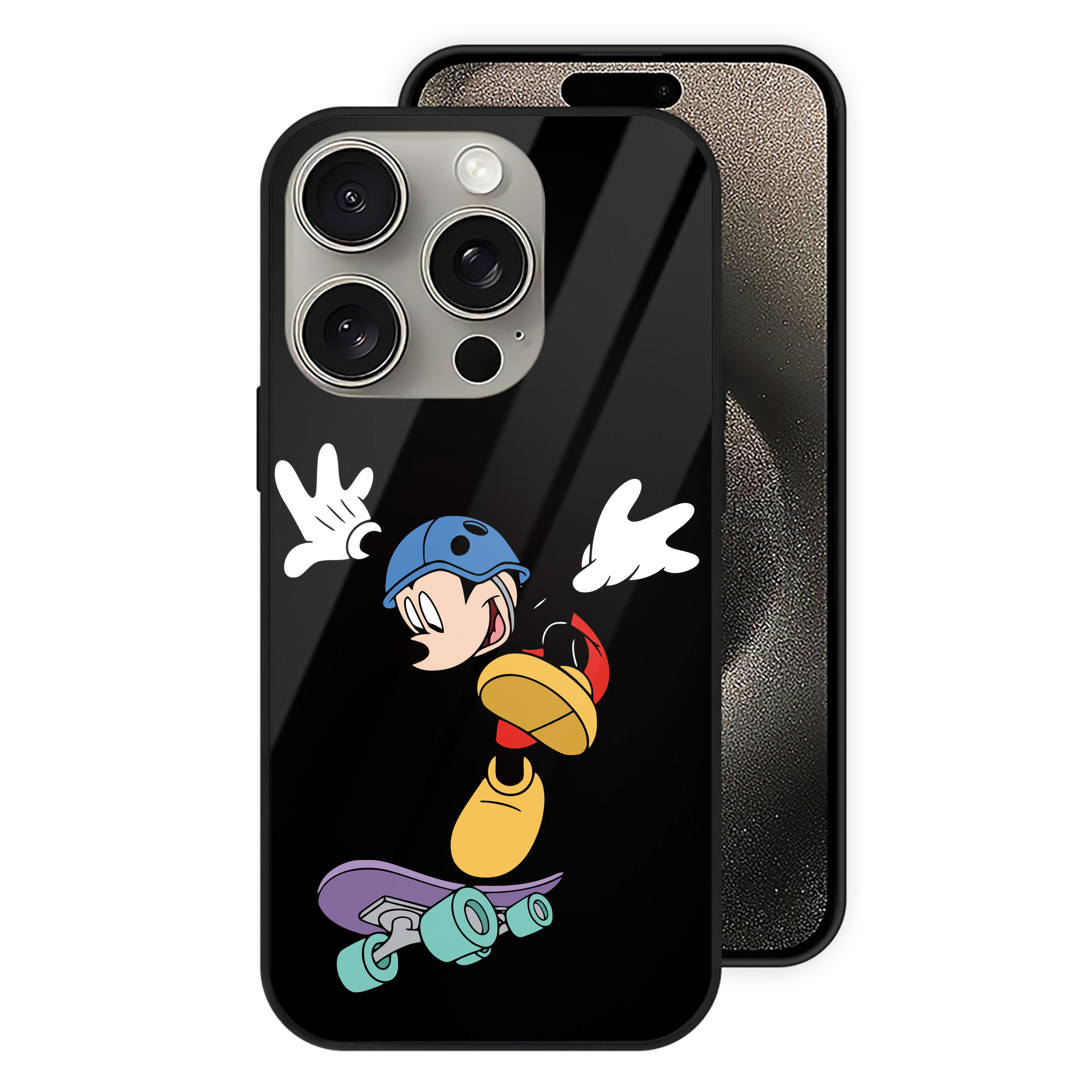 （画像用） ミッキーマウス Mickey Mouse 【iPhone15Pro対応】スマホケース 耐衝撃＆黄変防止 背面ガラス