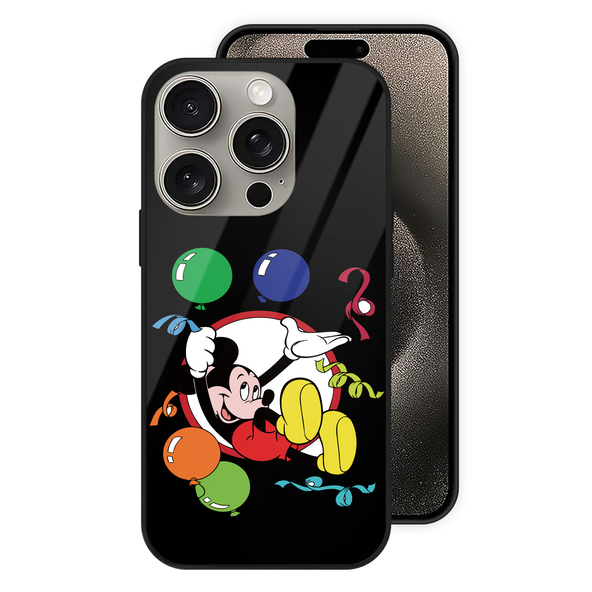 （画像用） ミッキーマウス Mickey Mouse 【iPhone15Pro対応】スマホケース 耐衝撃＆黄変防止 背面ガラス