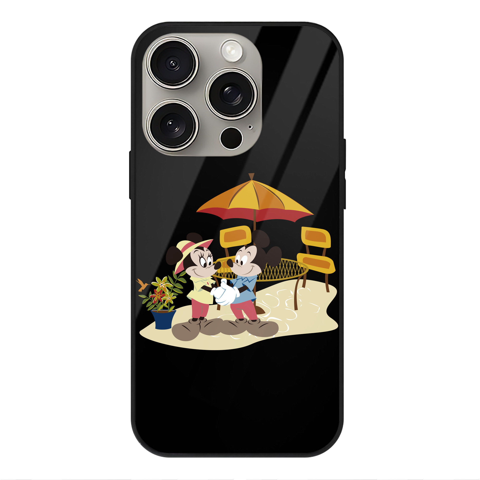 （画像用） ミッキーマウス Mickey Mouse 【iPhone15Pro対応】スマホケース 耐衝撃＆黄変防止 背面ガラス