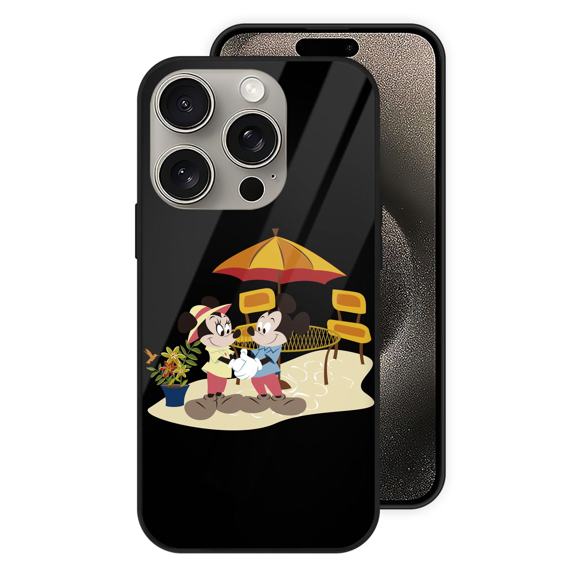（画像用） ミッキーマウス Mickey Mouse 【iPhone15Pro対応】スマホケース 耐衝撃＆黄変防止 背面ガラス